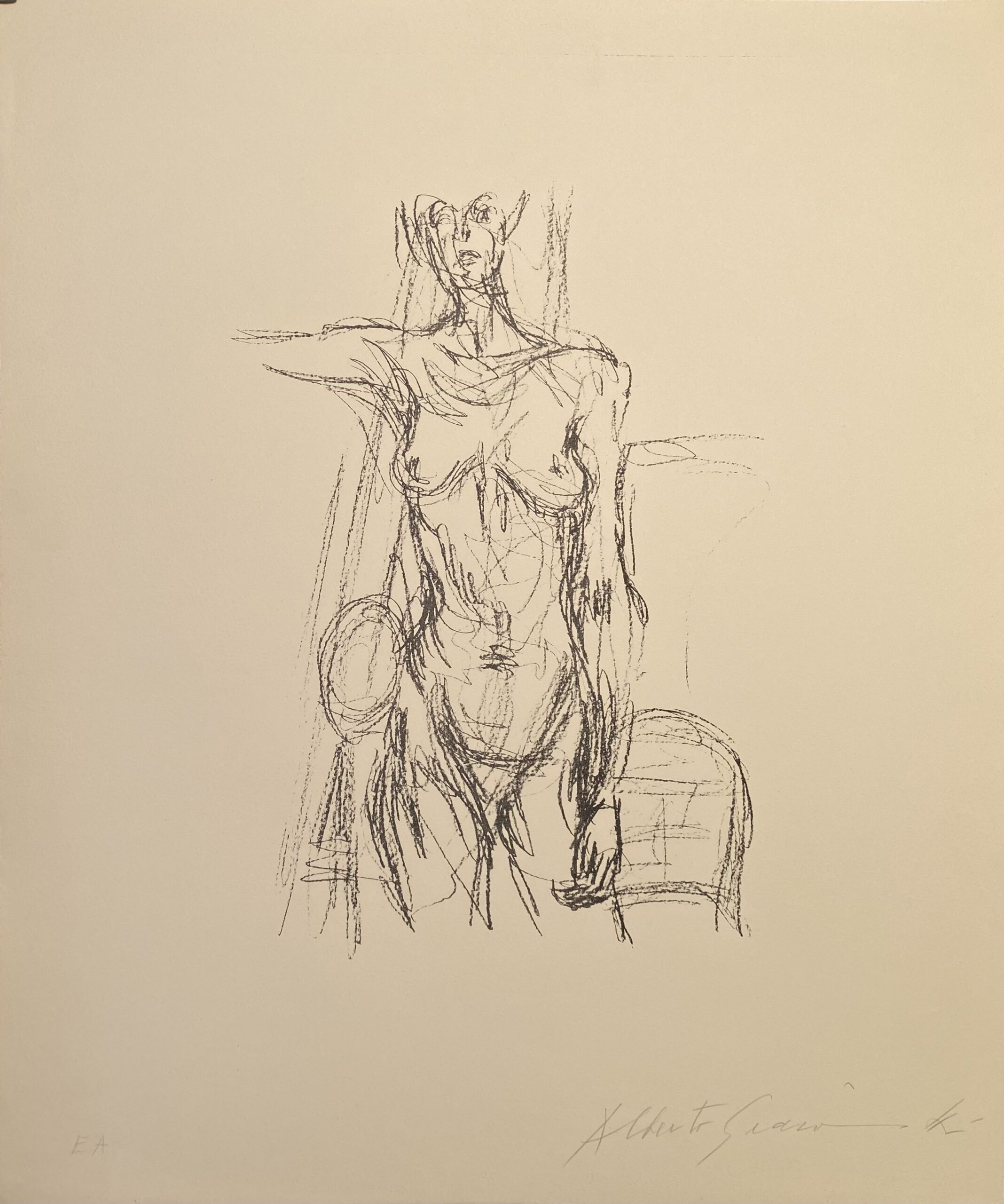 Femme Nue Debout avec le bras drout levé – signed by Alberto Giacometti