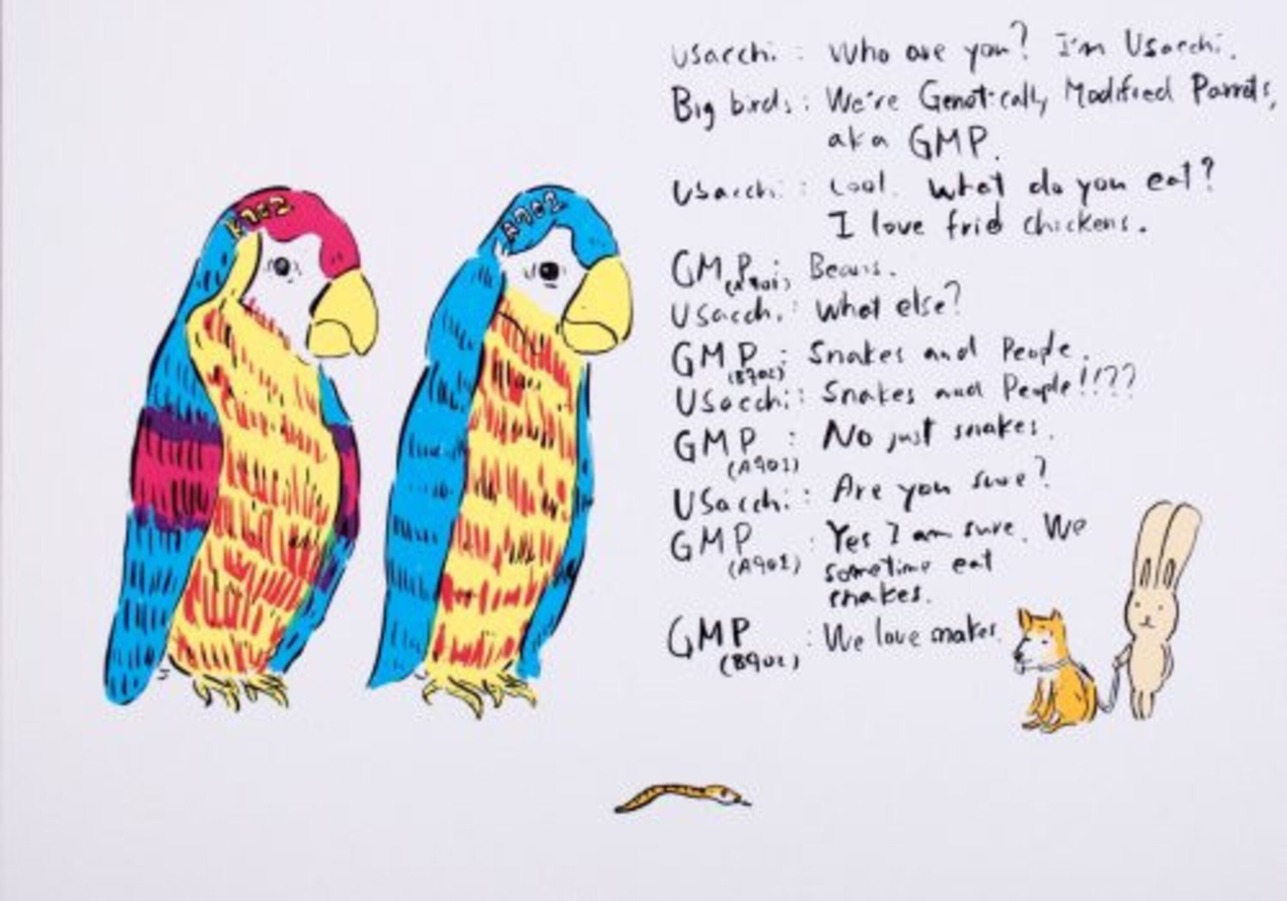 2 Genetically modified parrots by Atsushi Kaga