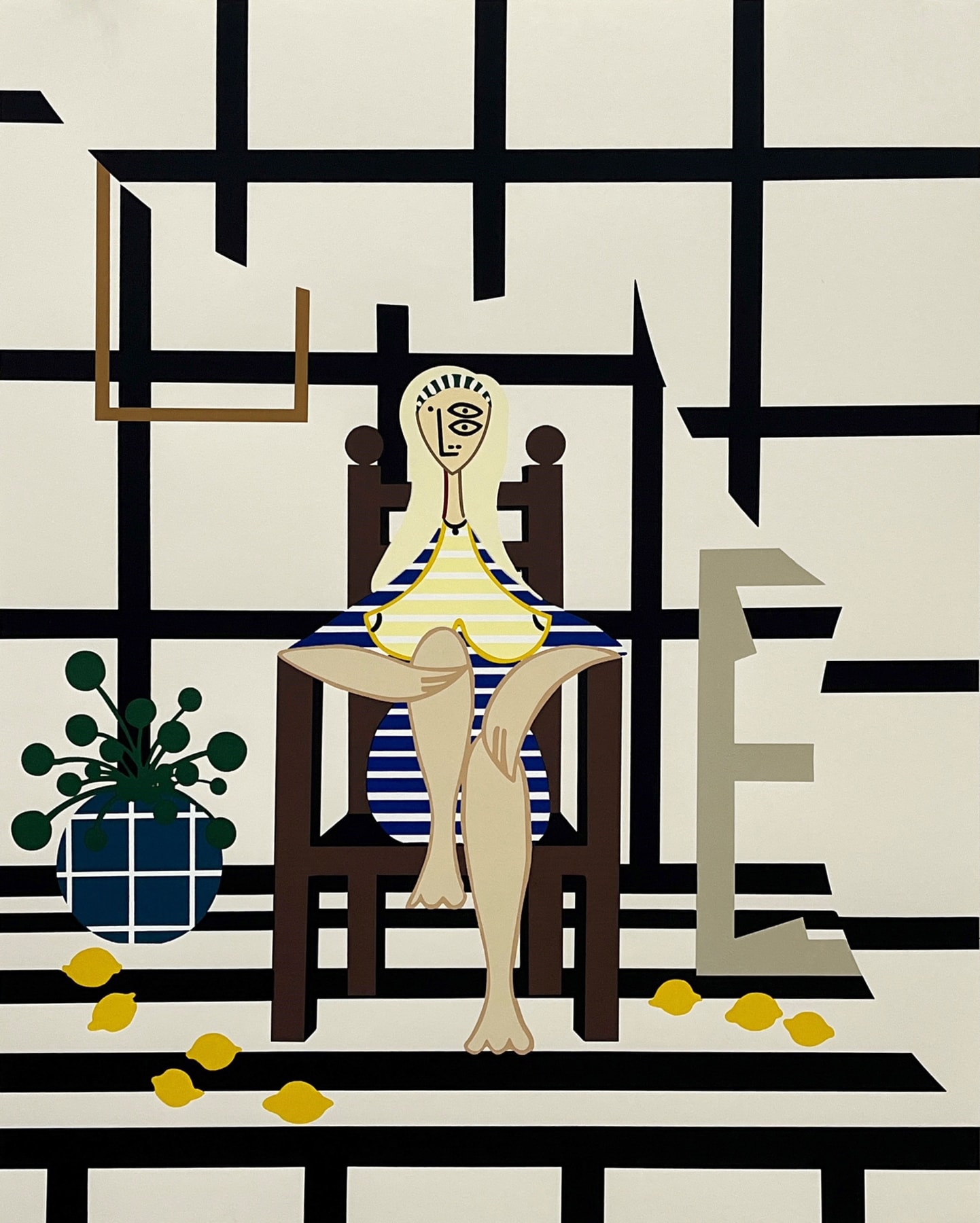 Seated Woman with Yellow Hair 2 by Farah Atassi