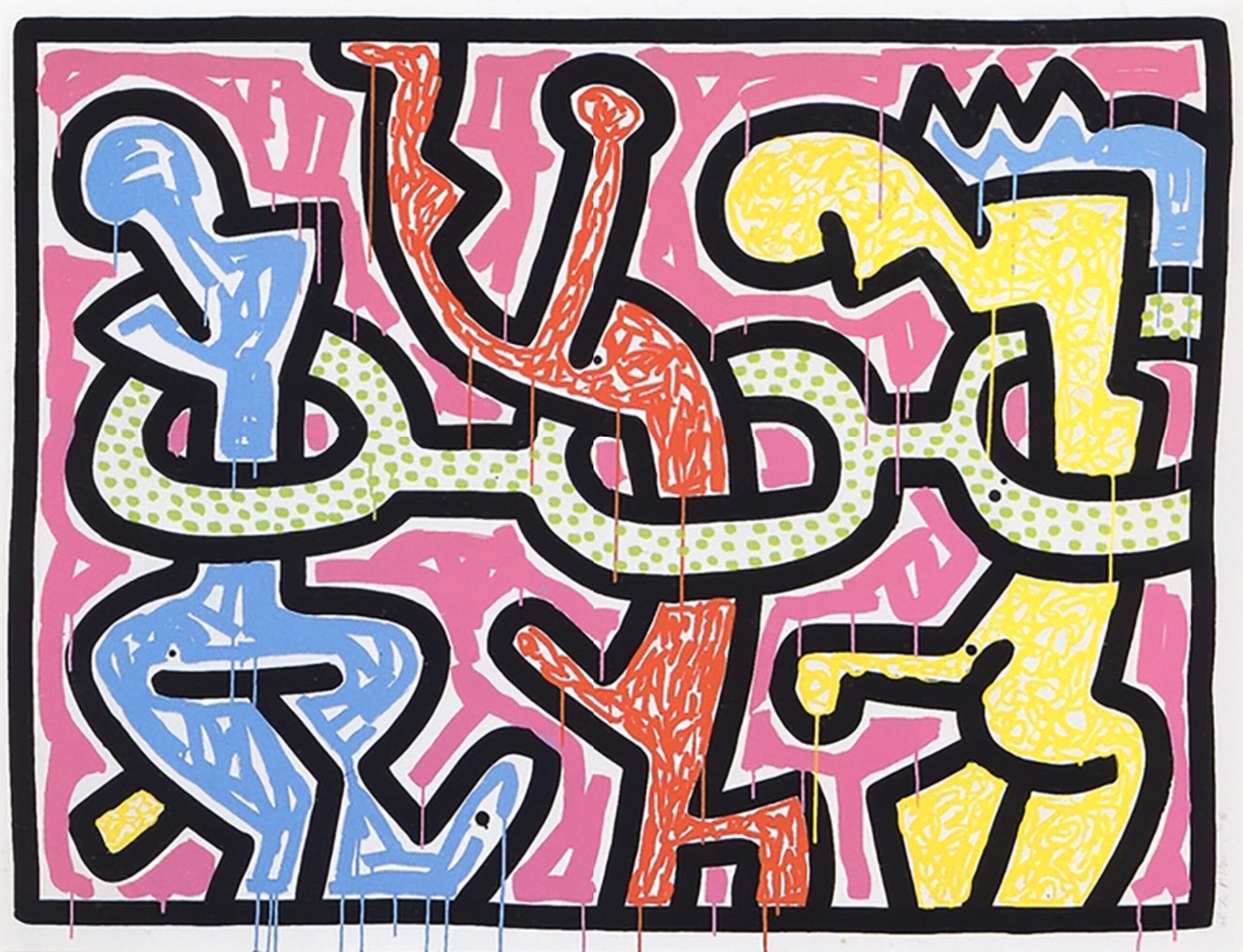 Flowers II (Pink) by Keith Haring