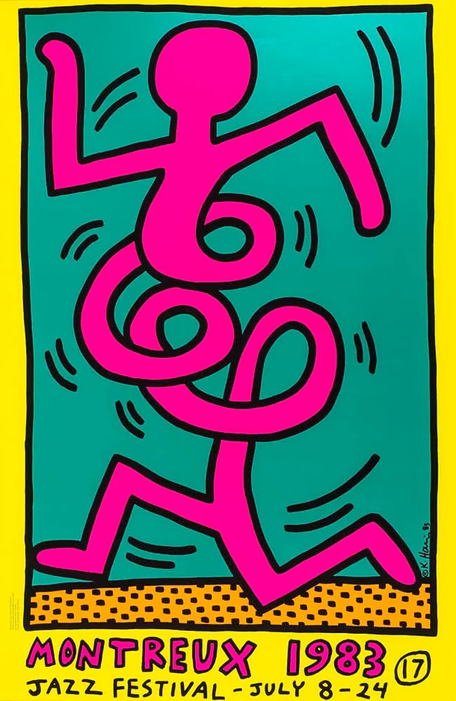 1983 Montreux Jazz Festival Screenprint – Yellow by Keith Haring