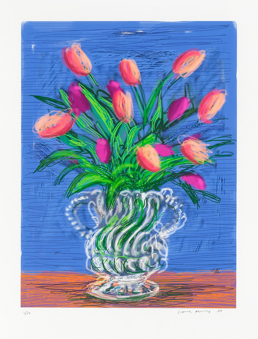 Tulips Untitled 346 iPad Drawing by David Hockney