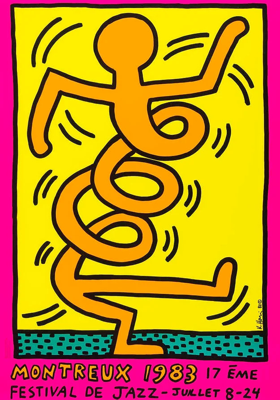 1983 Montreux Jazz Festival Screenprint – Pink by Keith Haring