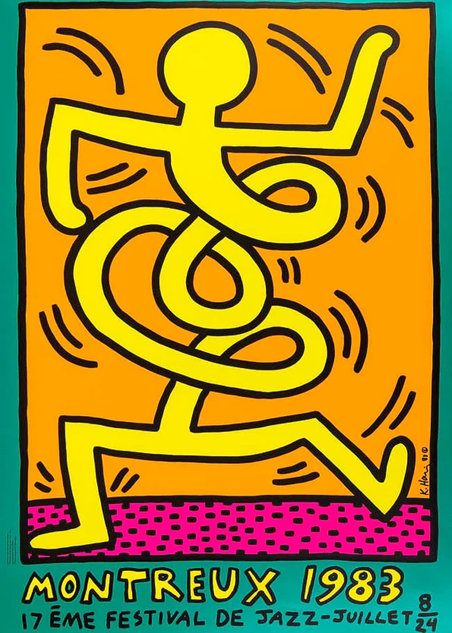 1983 Montreux Jazz Festival Screenprint – Green by Keith Haring