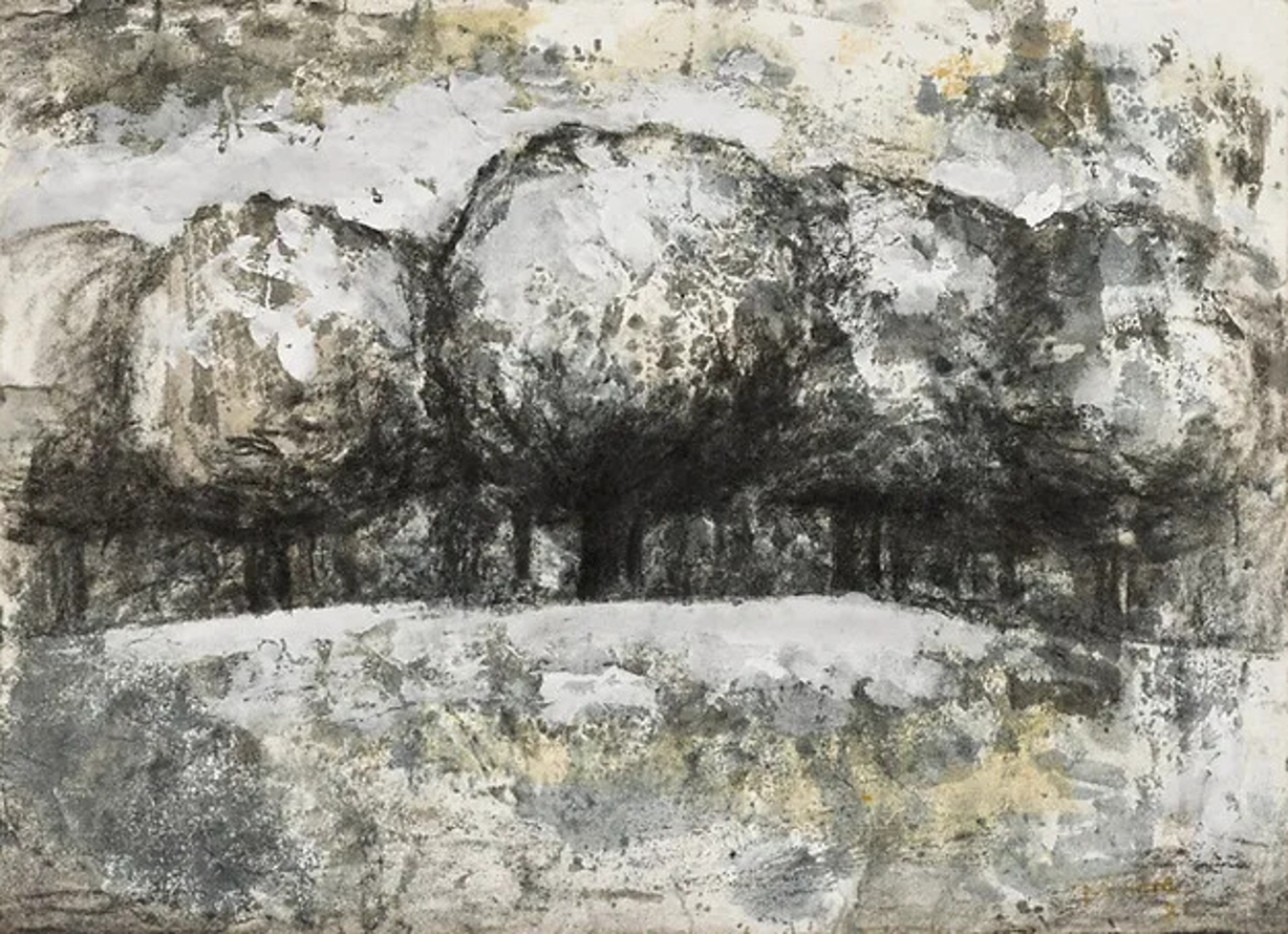 Trees Mixed Media Painting by Henry Moore