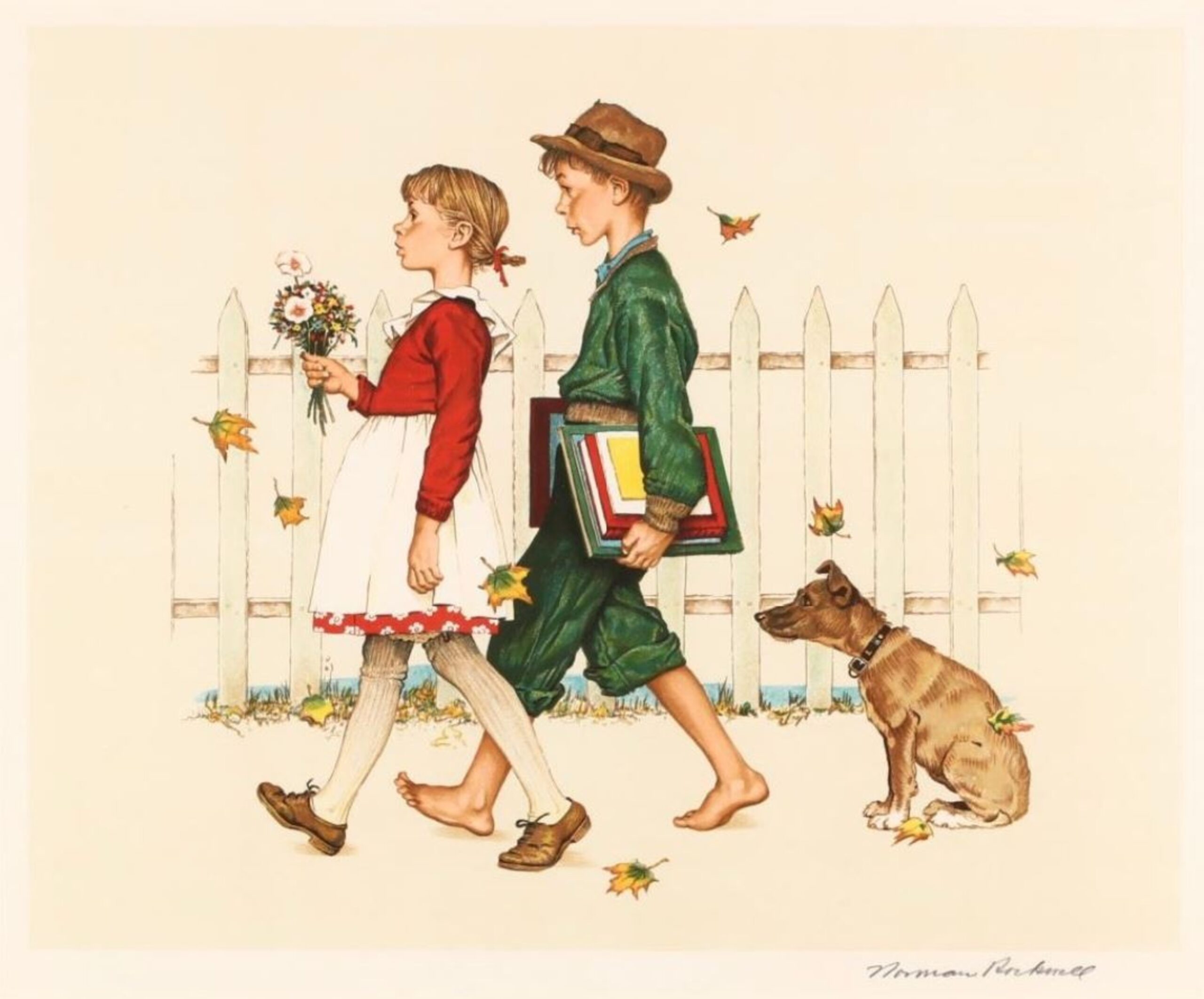 Young Love: Walking to School by Norman Rockwell