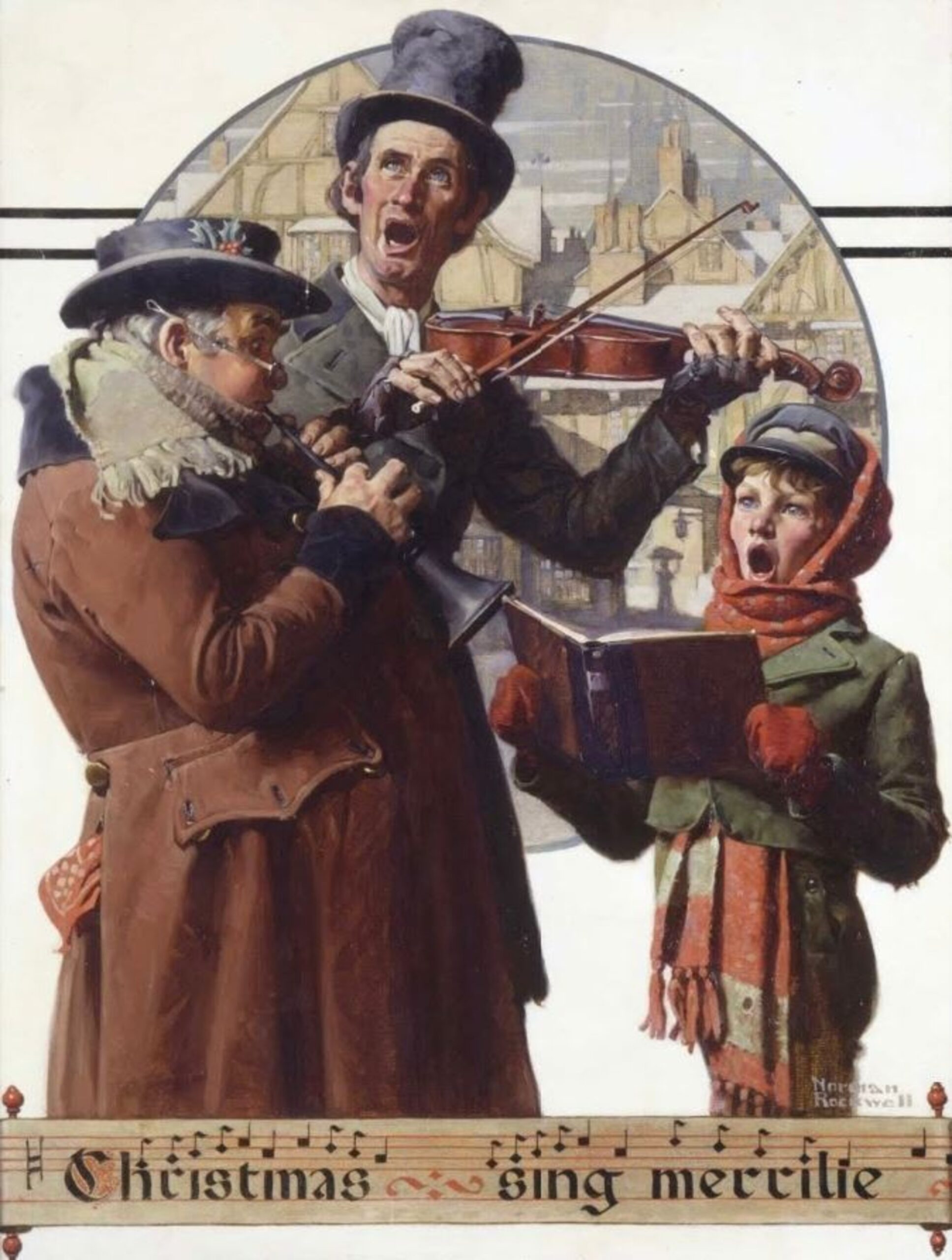 Christmas Trio/Christmas Sing Merrille by Norman Rockwell