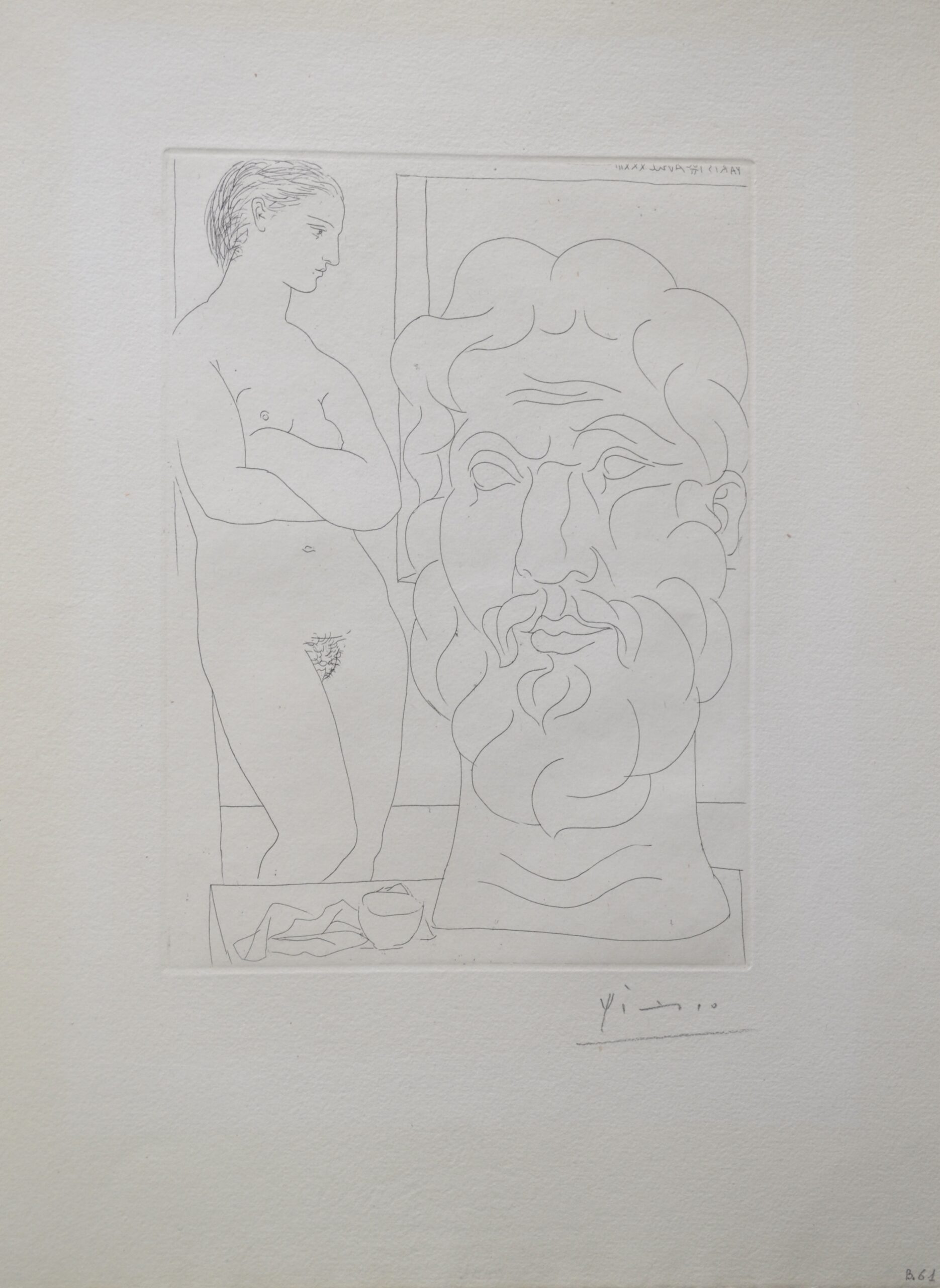 Modèle et Grande Tête Sculptée (B170 Vollard) by Pablo Picasso