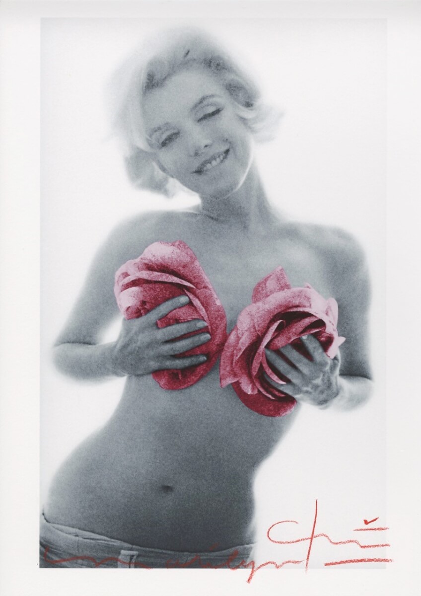 Marilyn Monroe pink wink roses by Bert Stern