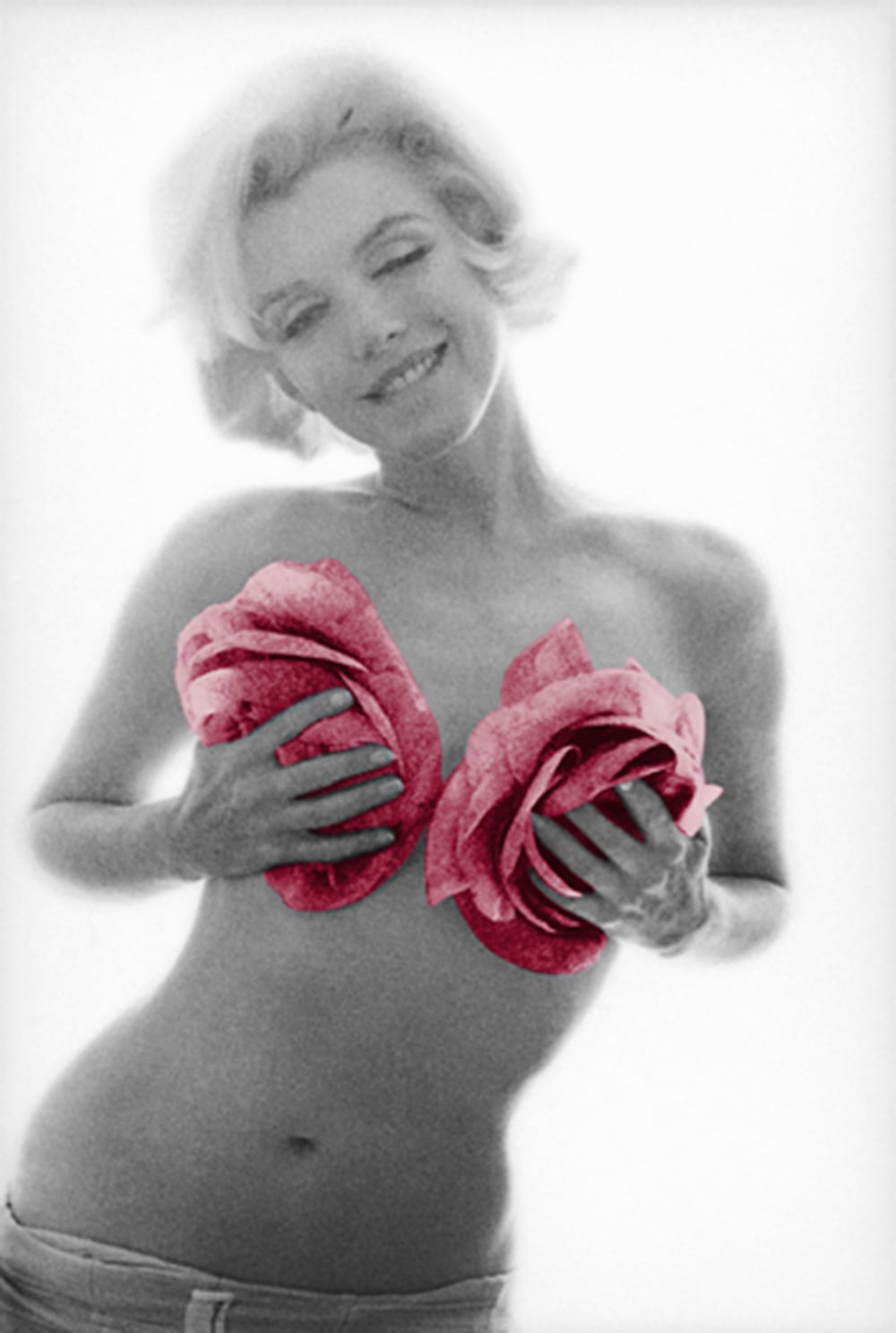 Marilyn Pink Roses Large by Bert Stern