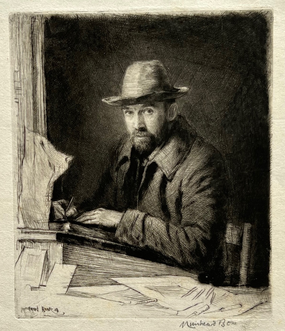 Portrait of the Artist, with Hat (2nd plate) by Muirhead Bone