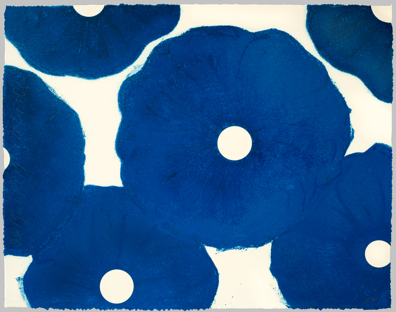 Six Blue Poppies, 2021 by Donald Sultan