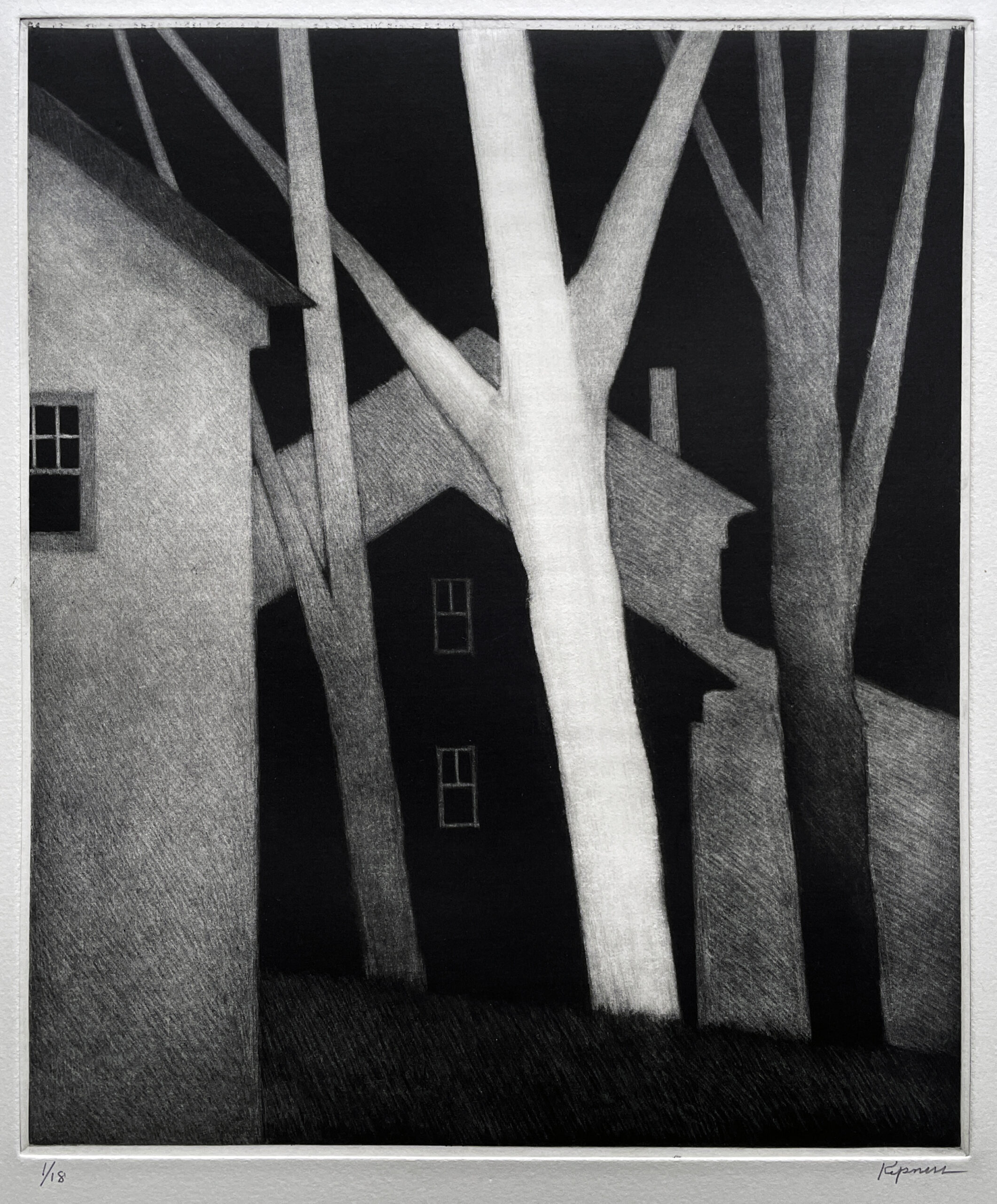 White tree, windows and leaves by Robert Kipniss