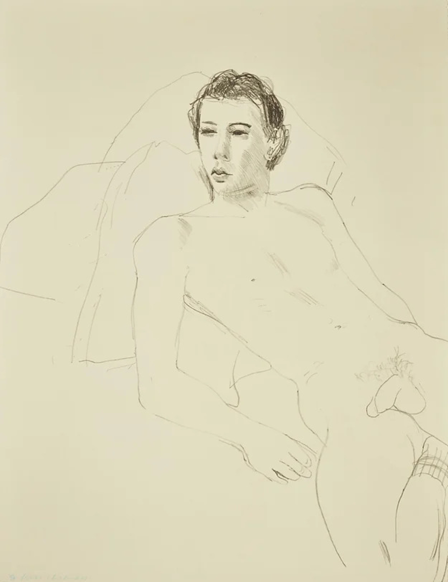 Gregory Reclining by David Hockney