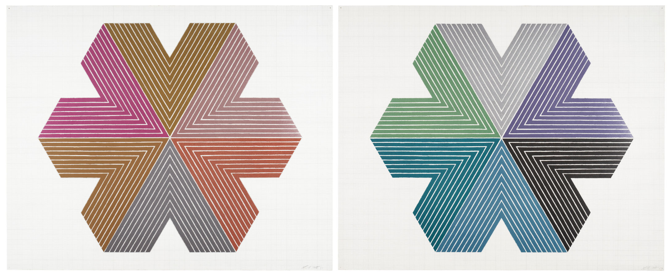 Star of Persia I and Star of Persia II by Frank Stella