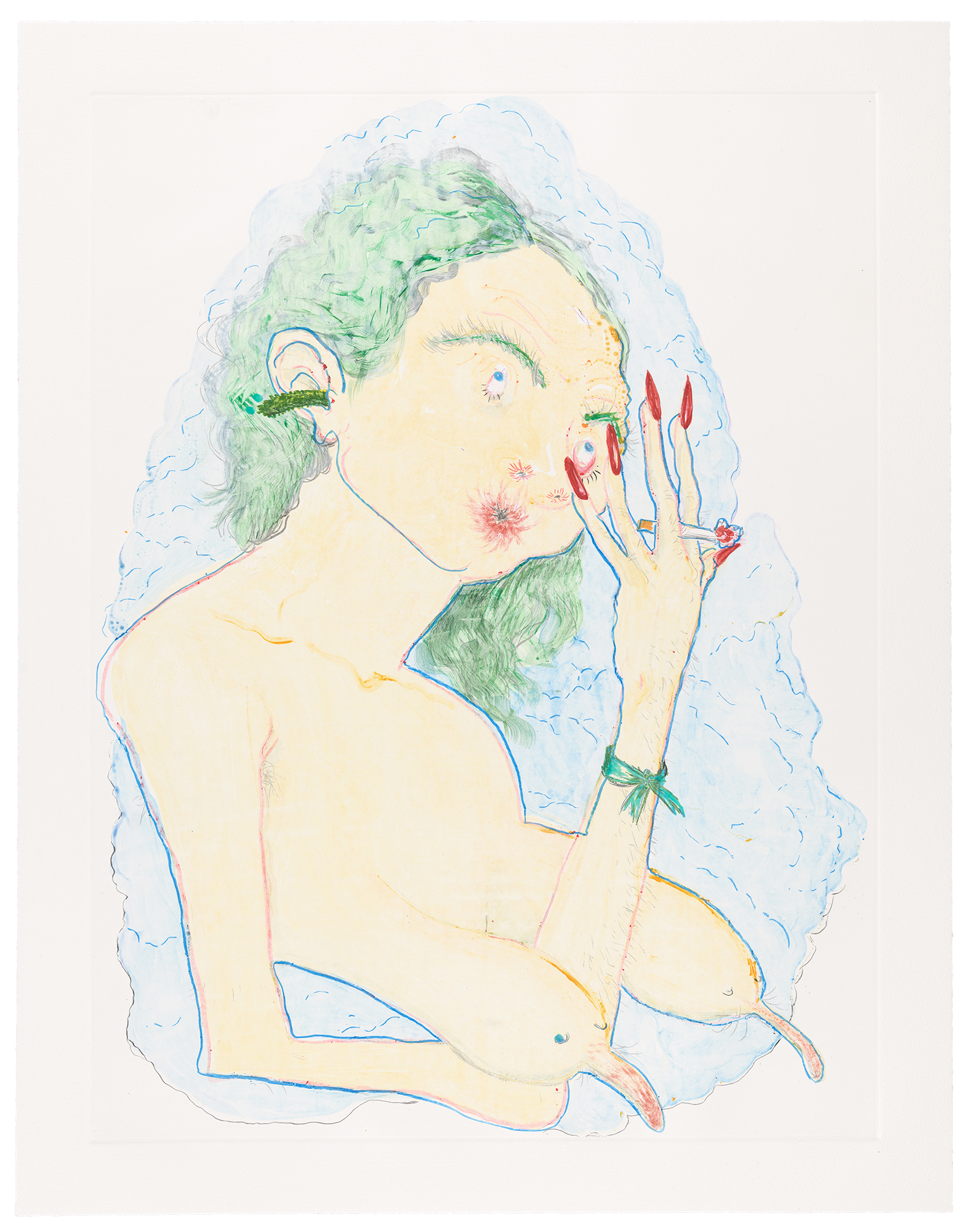 green hair with a pickle and a ribbon by Dasha Shishkin