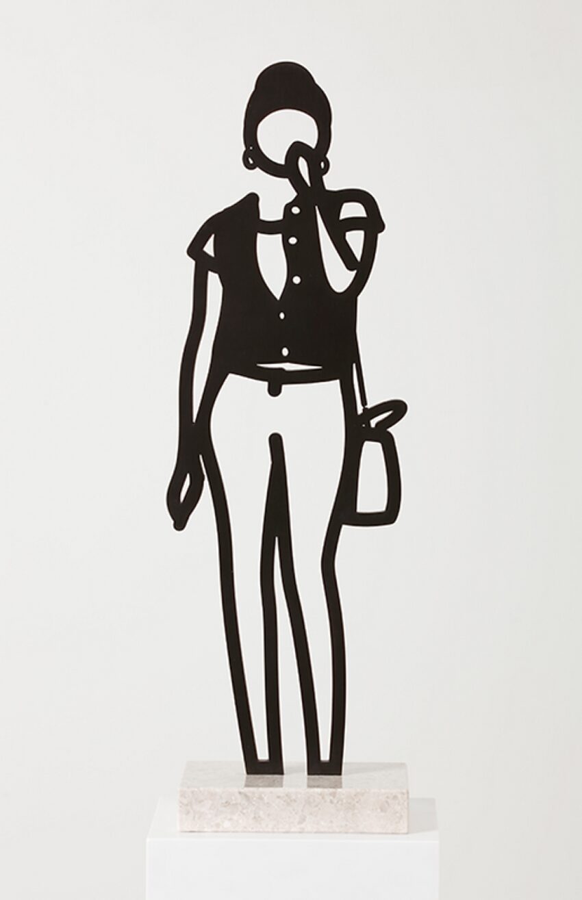 Julian Opie Denim Waistcoat from the Boston Statuettes Series (Standing Female Statue, Figure) by Julian Opie