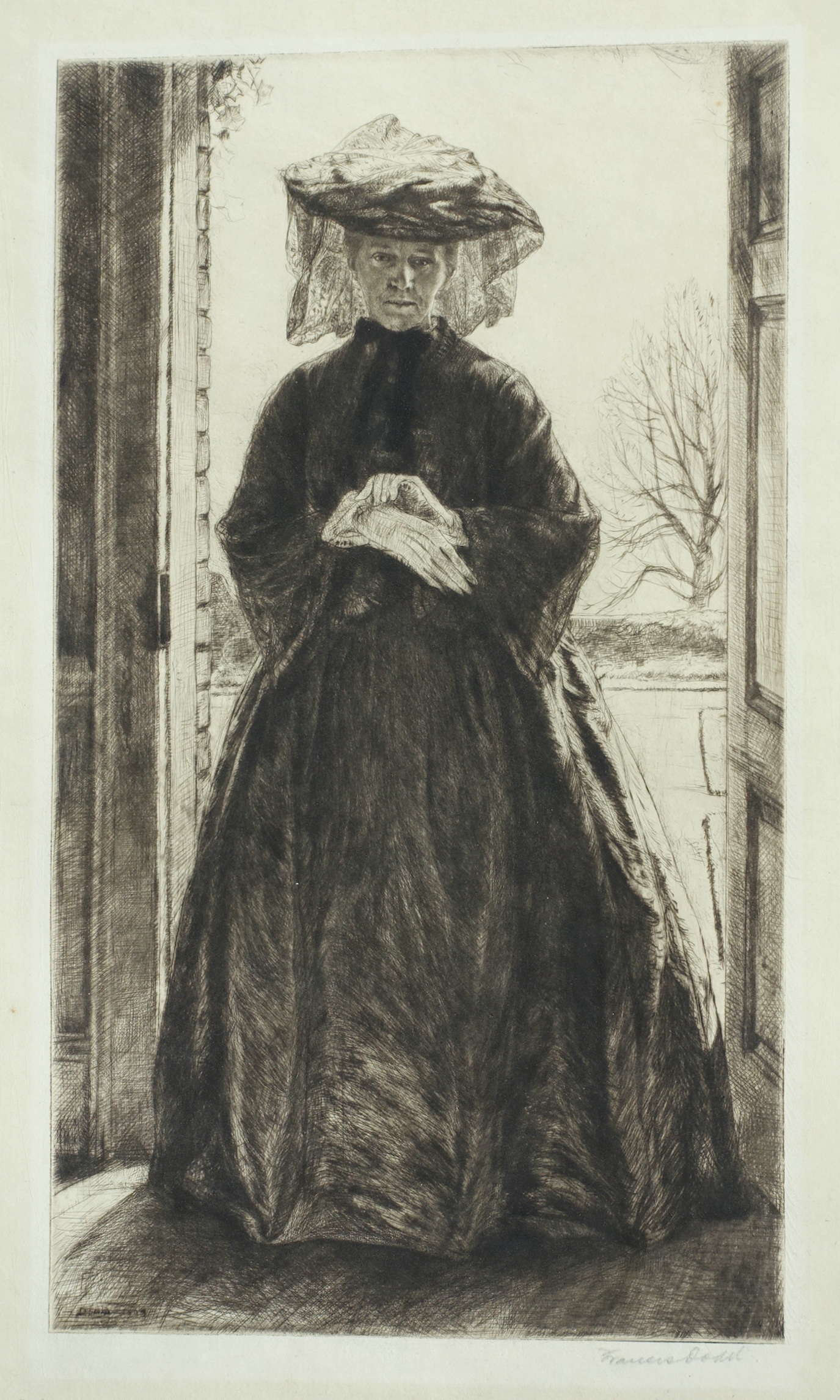 The Garden Door (portrait of Isabel Dacre in mourning dress) by Francis Dodd