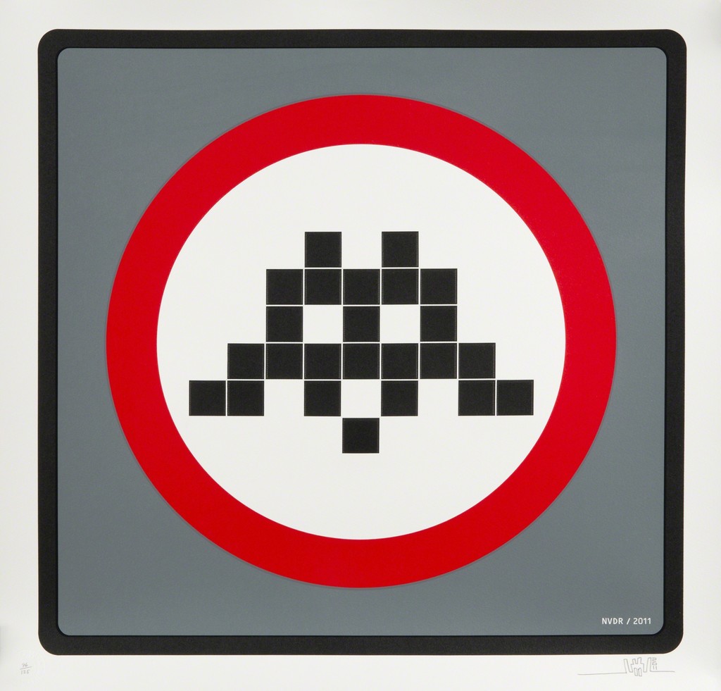 Warning (Grey) by Invader