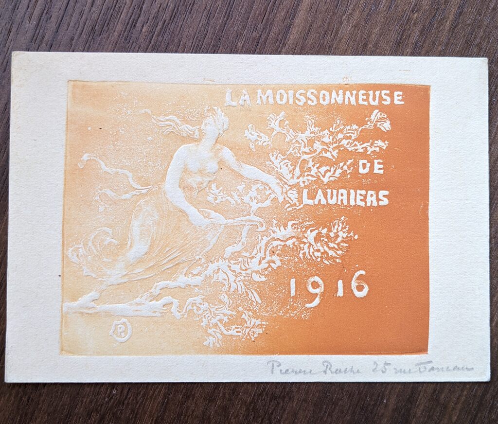 La moissonneuse de lauriers (greeting card for 1916) by Pierre Roche