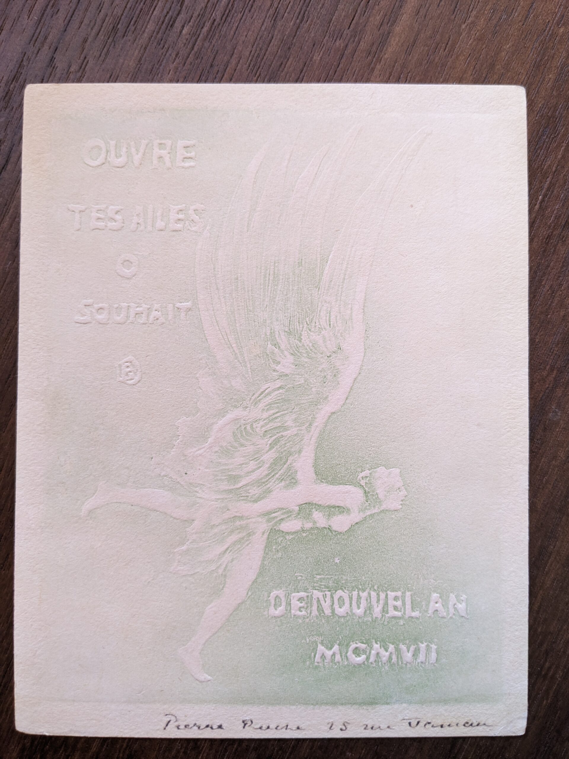 Ouvres tes ailes o souhait de nouvel an MCMVII (new year’s greeting card for 1907) by Pierre Roche