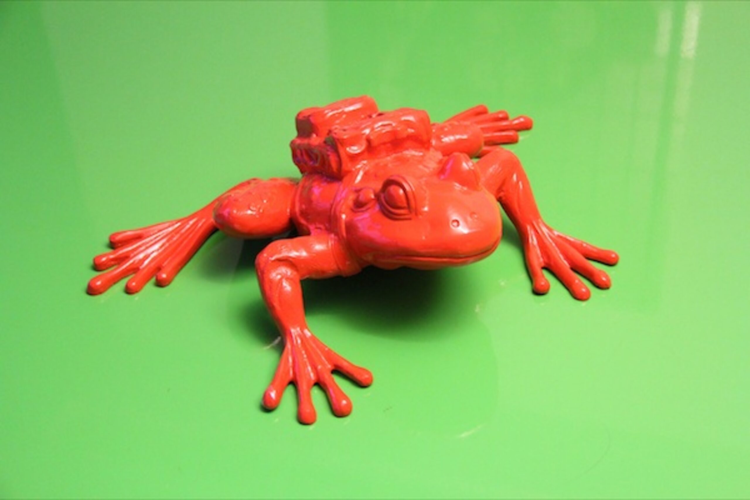 Cloned RED Aluminum FROG with backpack by William Sweetlove