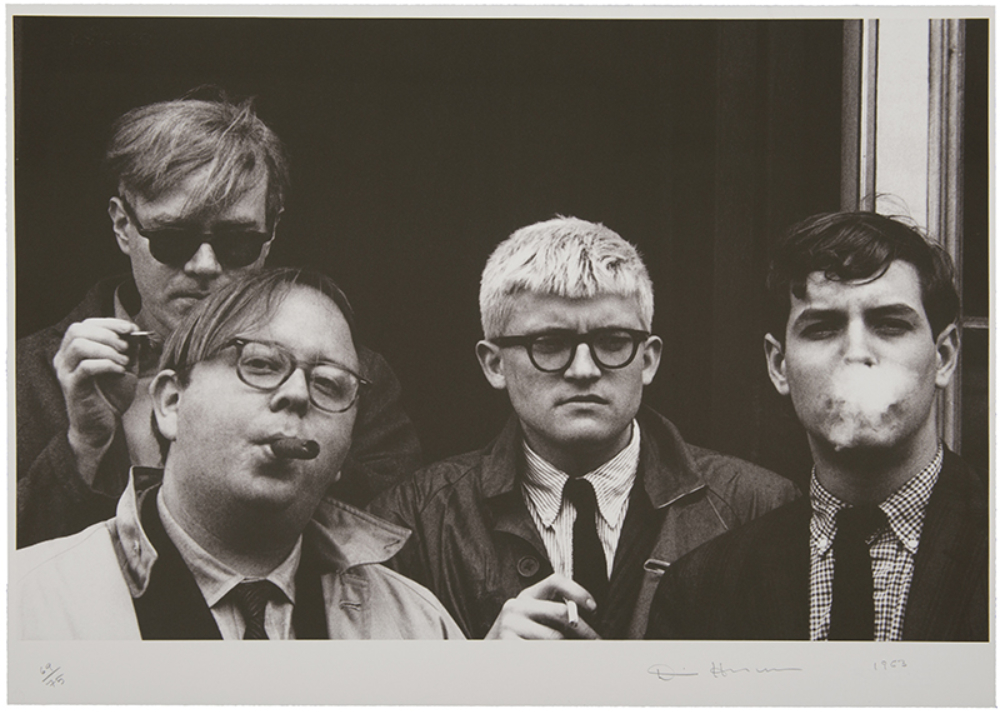 Andy Warhol, David Hockney, Henry Geldzahler and Jeff Goodman, from “Out of the 60’sR... by Dennis Hopper