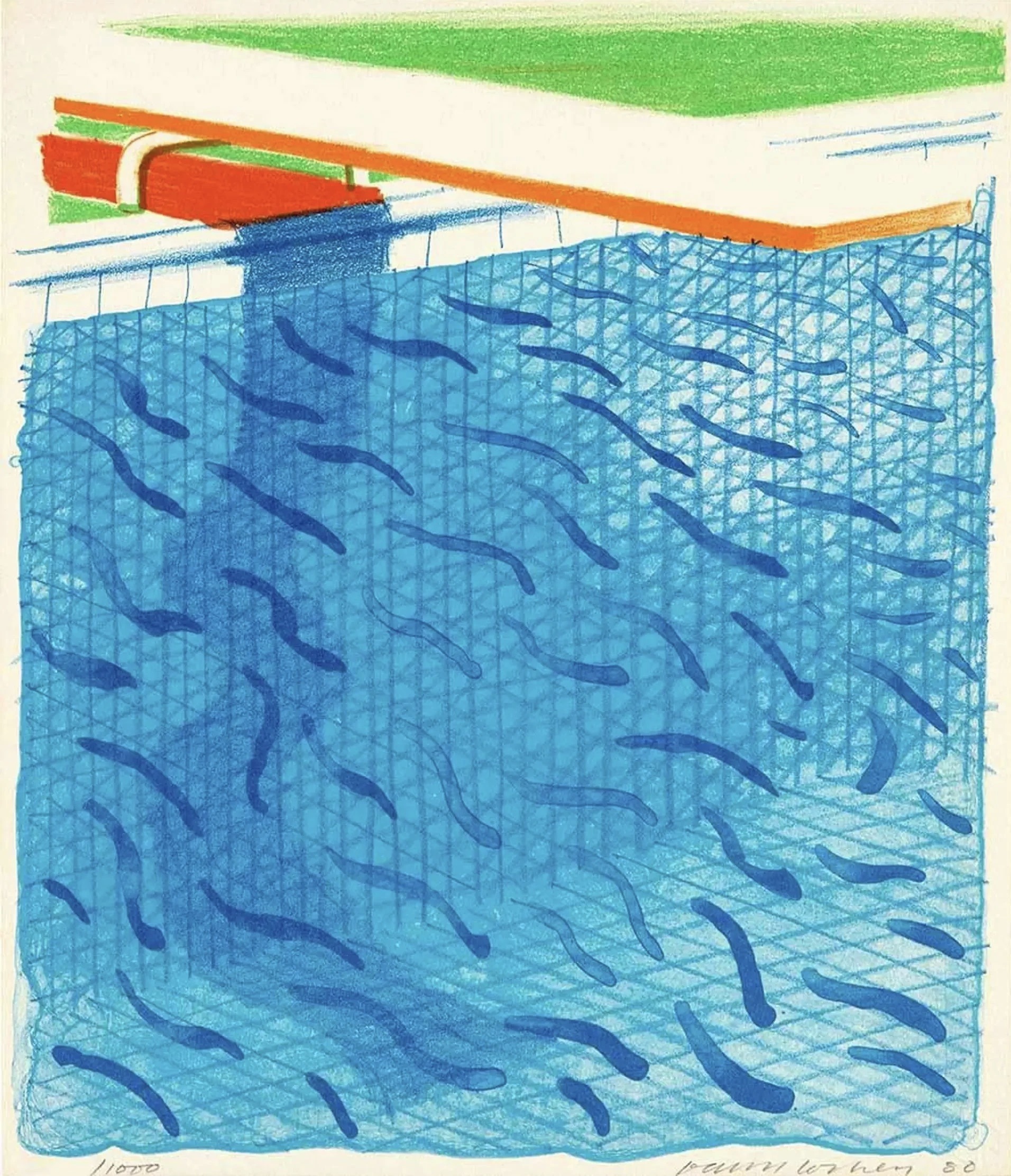 Pool Made with Paper and Blue Ink for Book by David Hockney