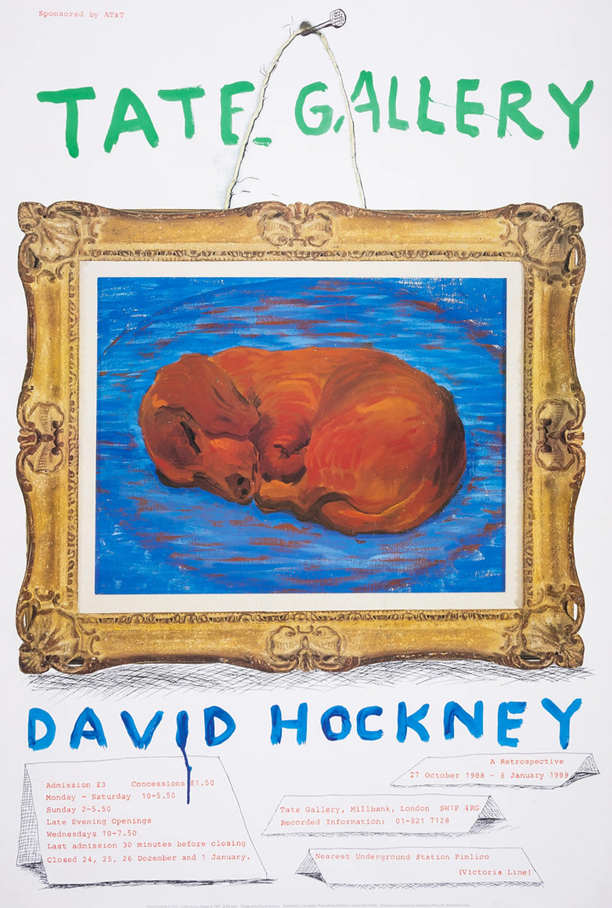 David Hockney A Retrospective at The Tate Gallery featuring Little Stanley Sleeping by David Hockney