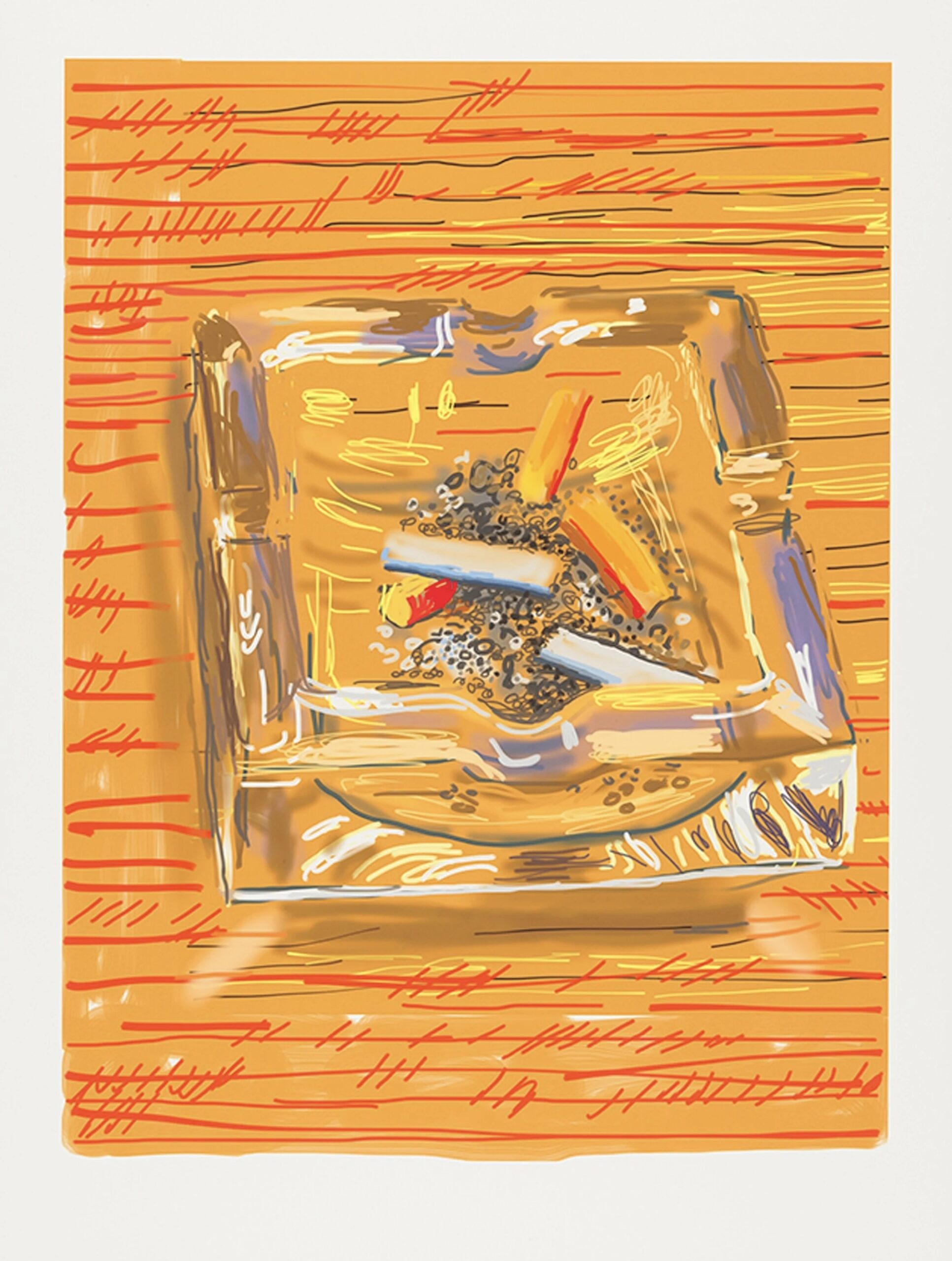 iPad drawing – Ashtray by David Hockney