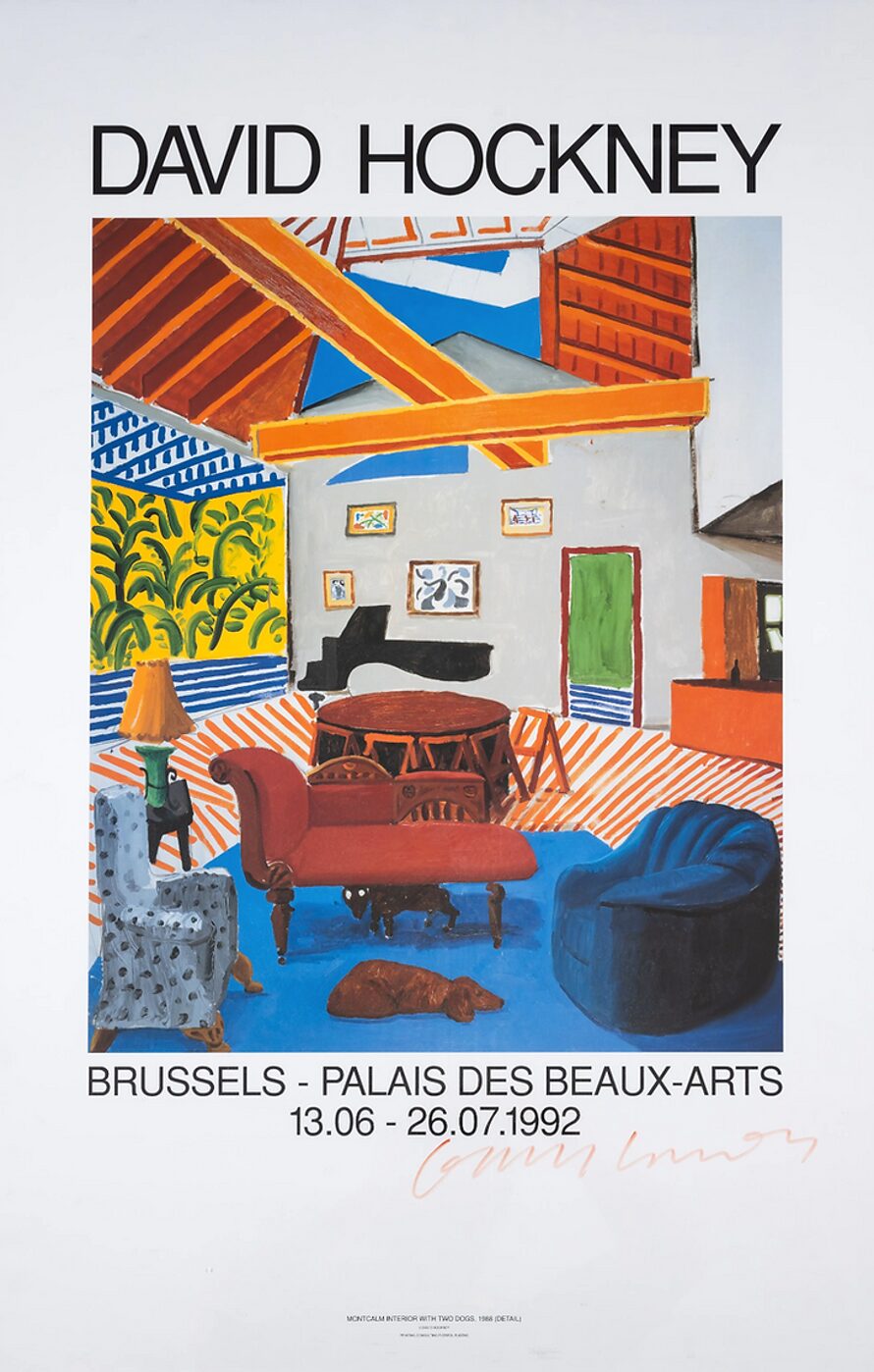 David Hockney Hand Signed Palais Des Beaux Arts 1992 Exhibition Poster by David Hockney