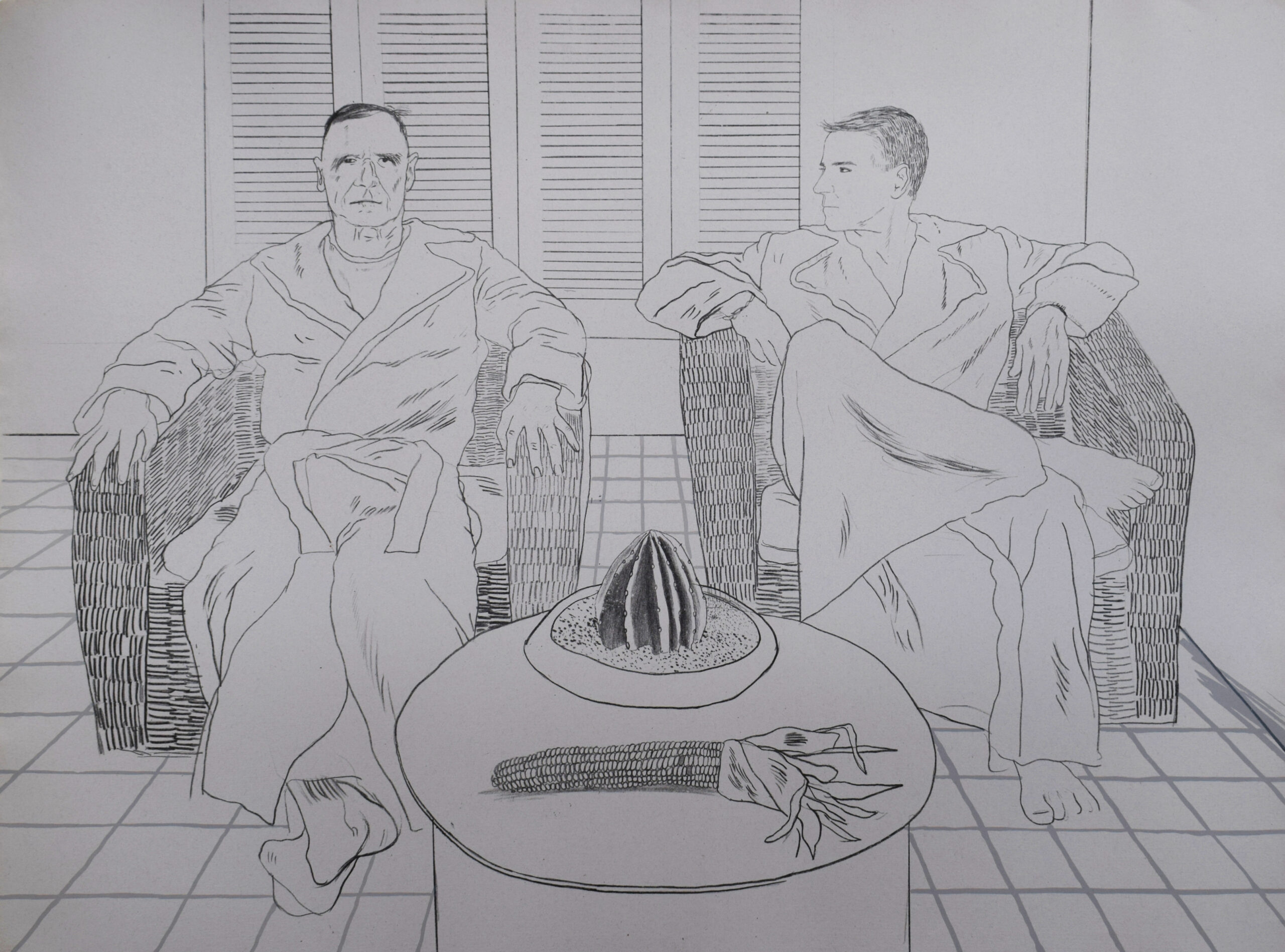 Christopher Isherwood and Don Bachardy, from: Friends by David Hockney