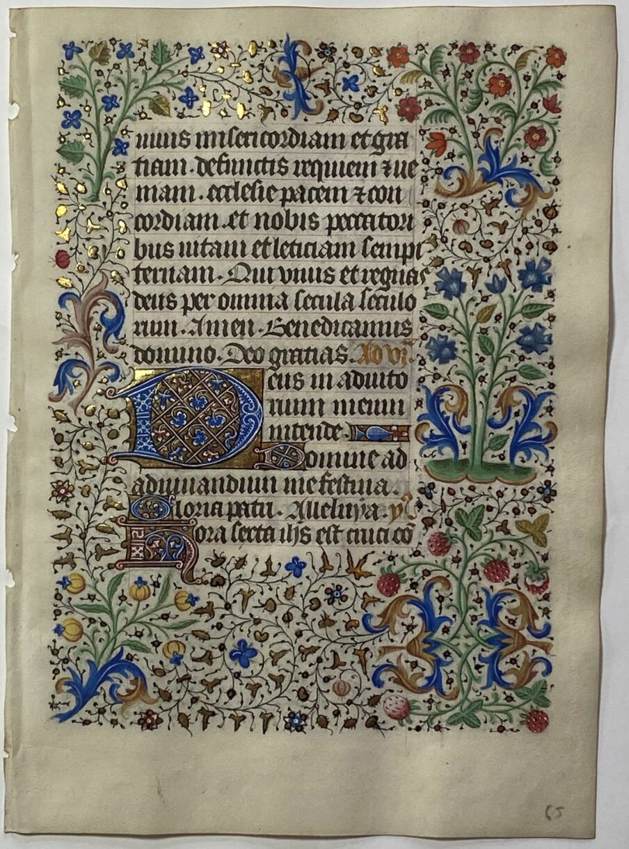 Leaf from a Book of Hours, use of Rouen WITH STRAWBERRIES by Dunois Master