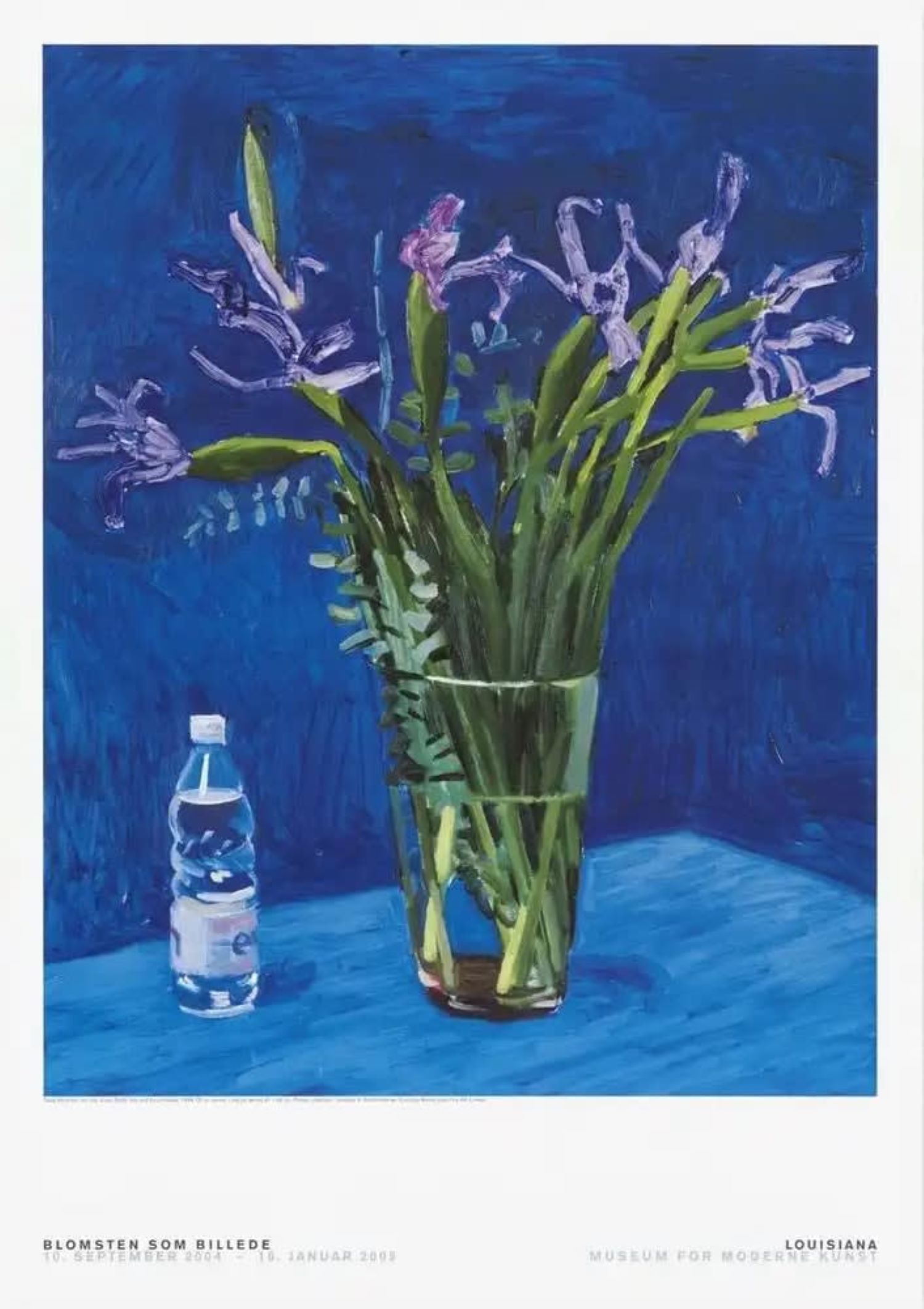 Iris With Evian Bottle (Poster) by David Hockney