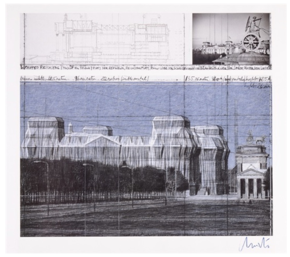 Wrapped Reichstag Project for Berlin by Christo and Jeanne-Claude