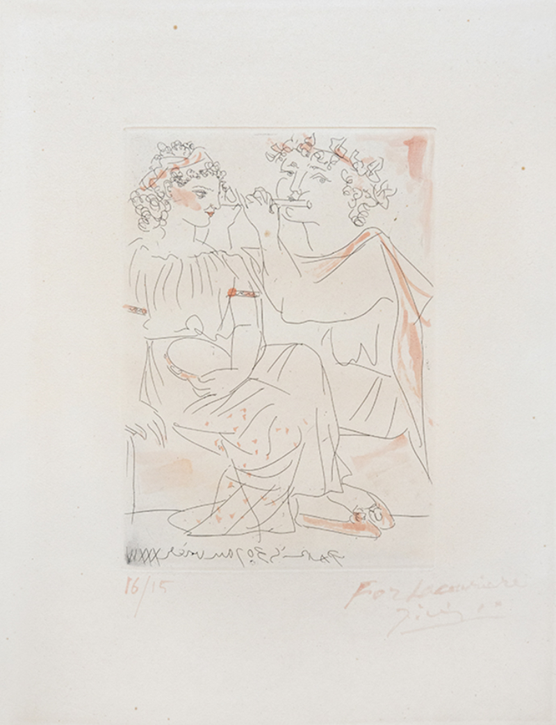 Flûtiste et Jeune Fille au Tambourin, from The Vollard Suite by Pablo Picasso