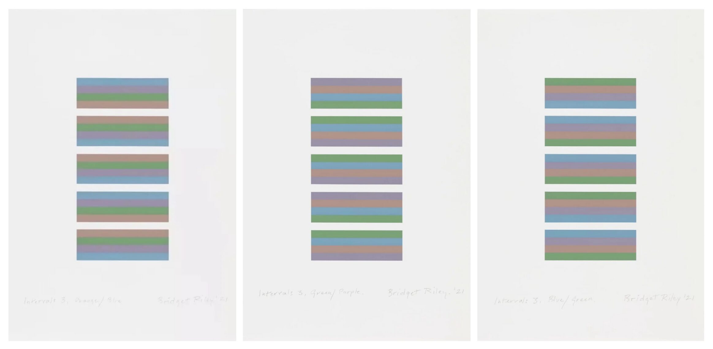 Bridget Riley Intervals 3 – The Matching Set of 3 by Bridget Riley