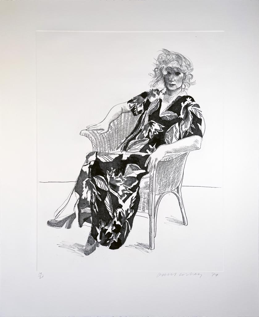 Celia in Wicker Chair (Black State) by David Hockney