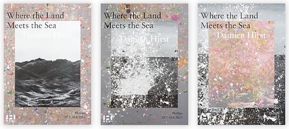 Hand Signed Where the Land Meets the Sea Set of Three Posters by Damien Hirst