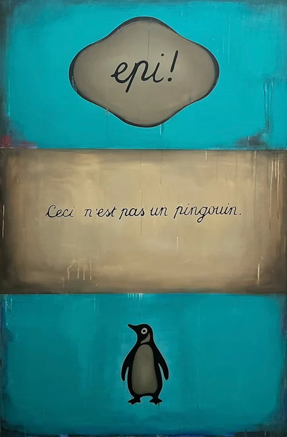 Ceci N’est Pas Un Penguin Unique Painting by Epi