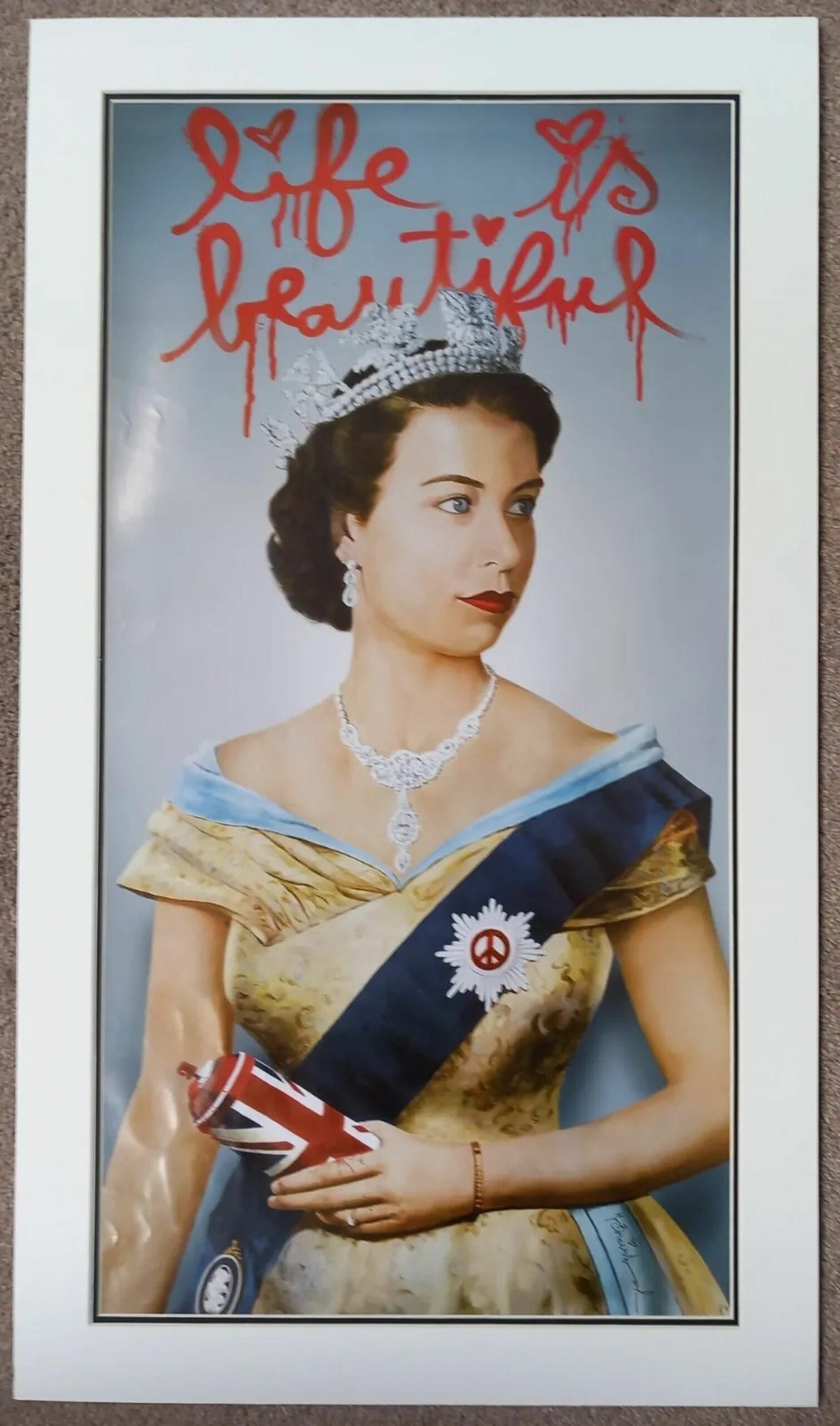 Poster Print ‘Life Is Beautiful’ Queen Elizabeth II by Mr Brainwash