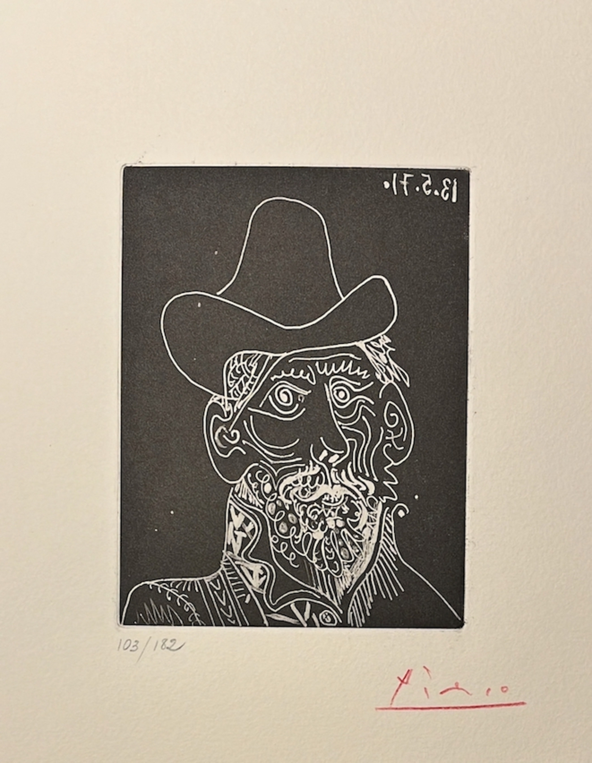 Buste d’barbu au chapeau by Pablo Picasso