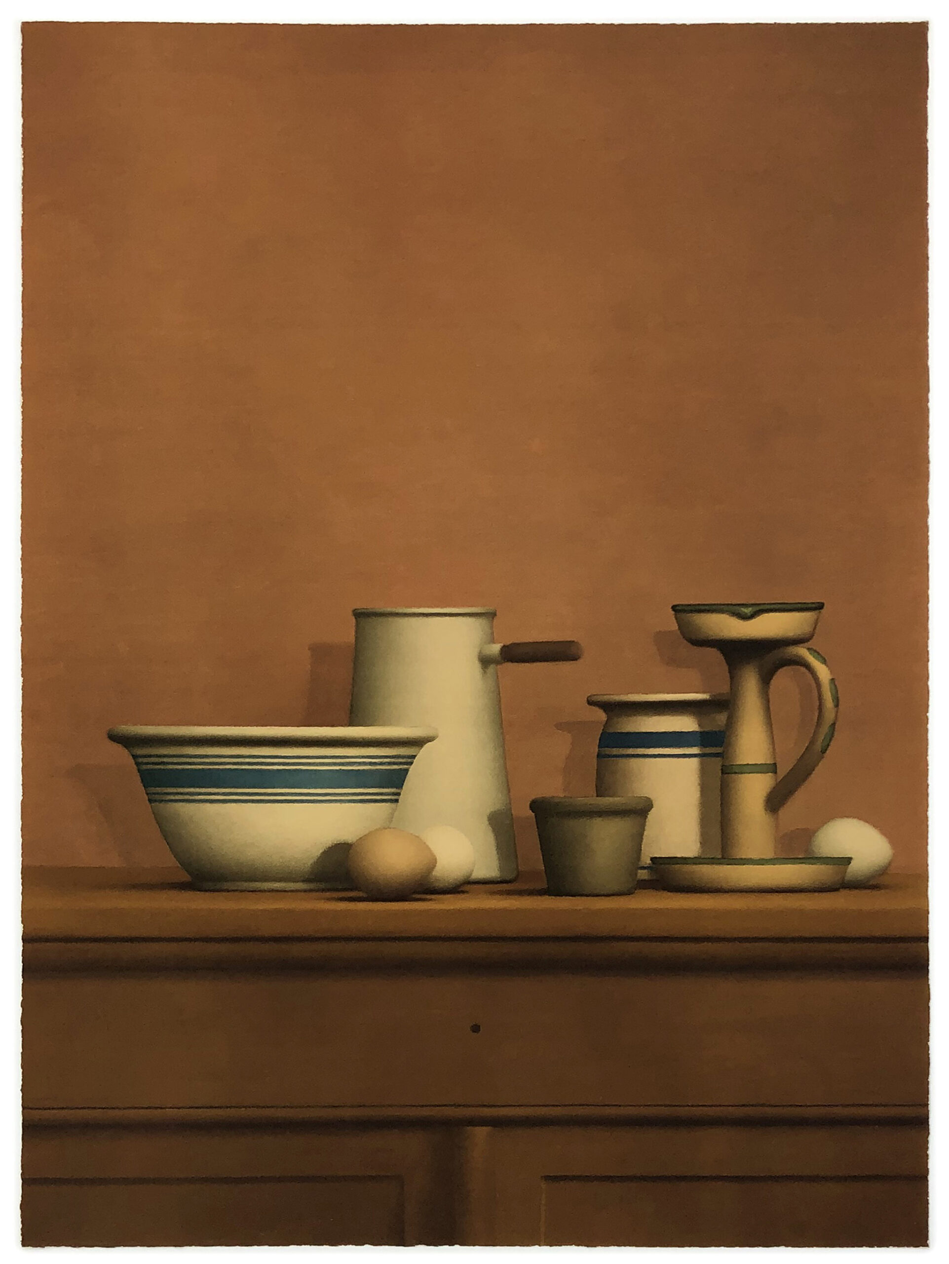 Still Life with Eggs, Candlesticks and Bowls by William Bailey