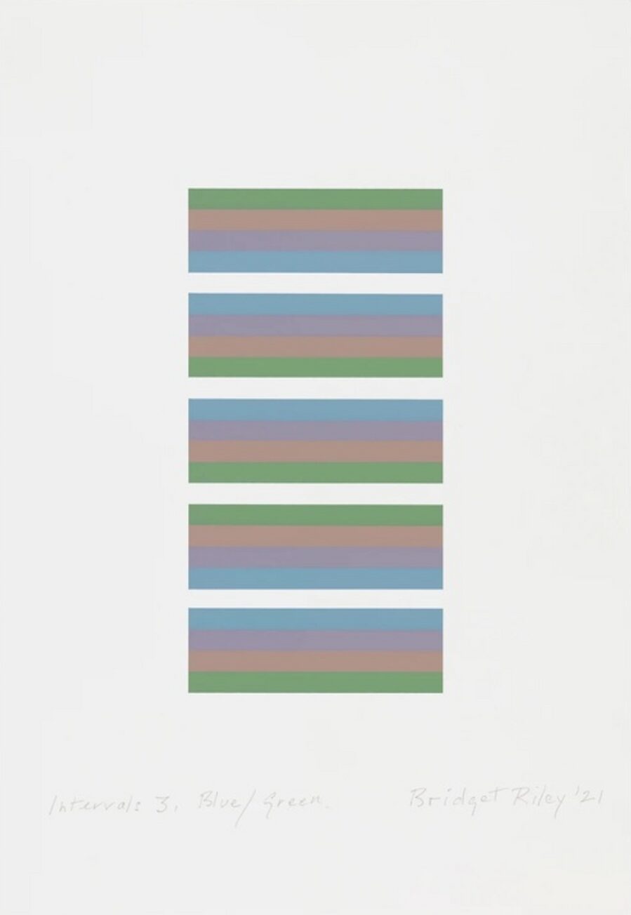 Bridget Riley Intervals 3 – Blue/Green by Bridget Riley