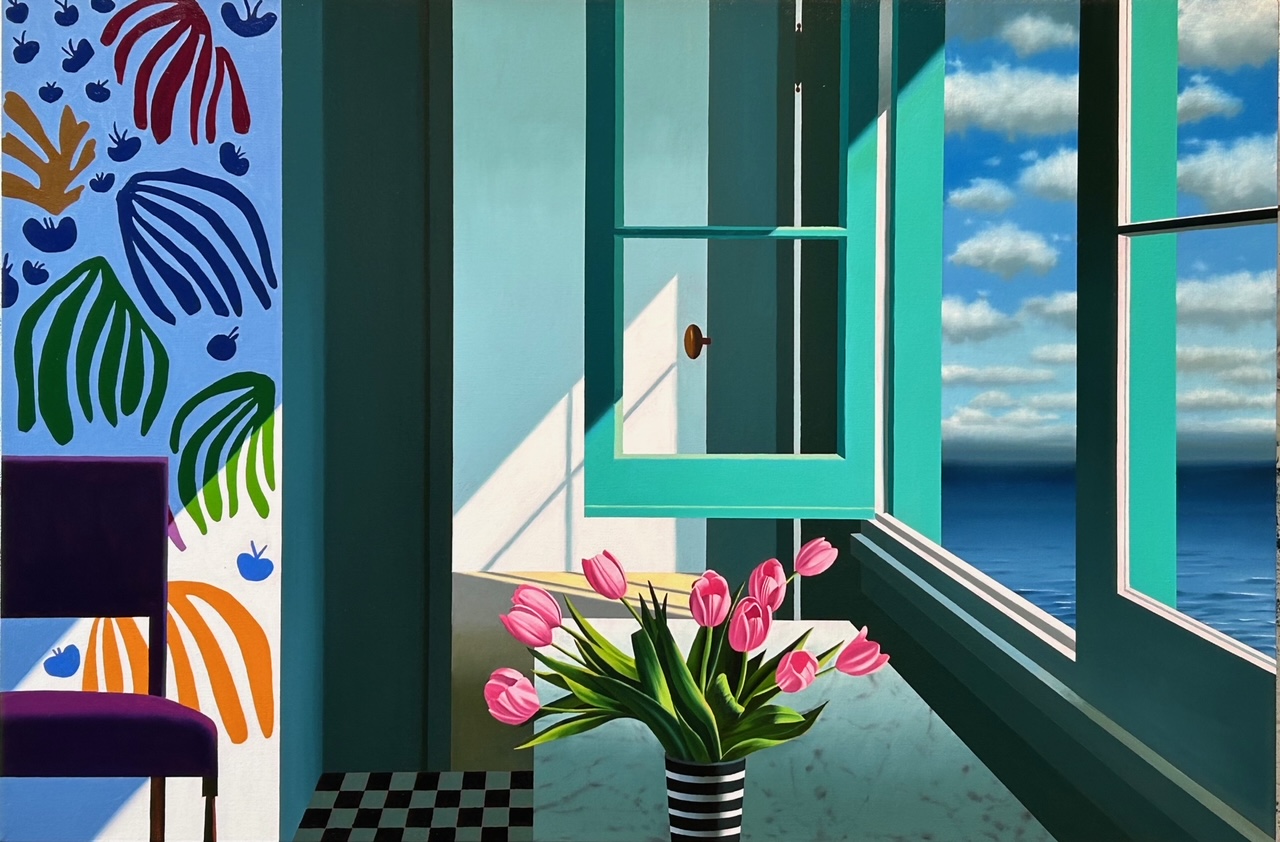 Oceanview with Matisse and Pink Tulips by Bruce Cohen