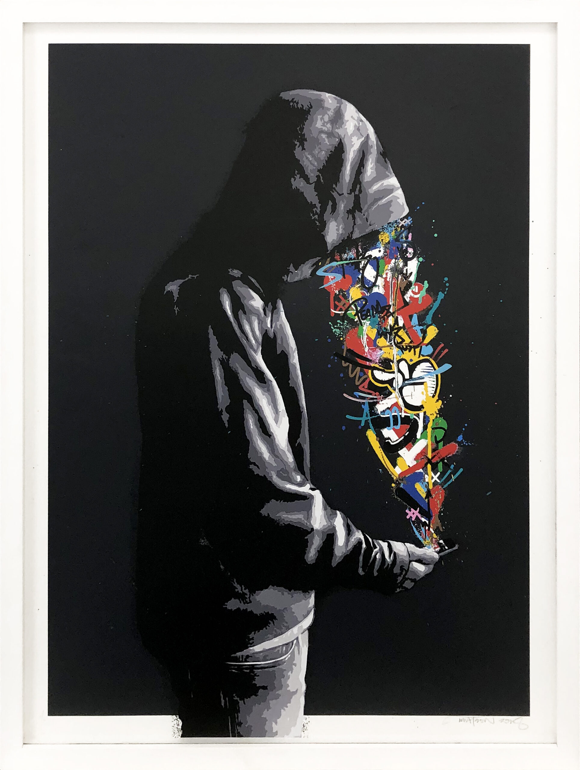 Martin Whatson Connection Dk Grey (Unique aHand Finished Screen Print) by Martin Whatson