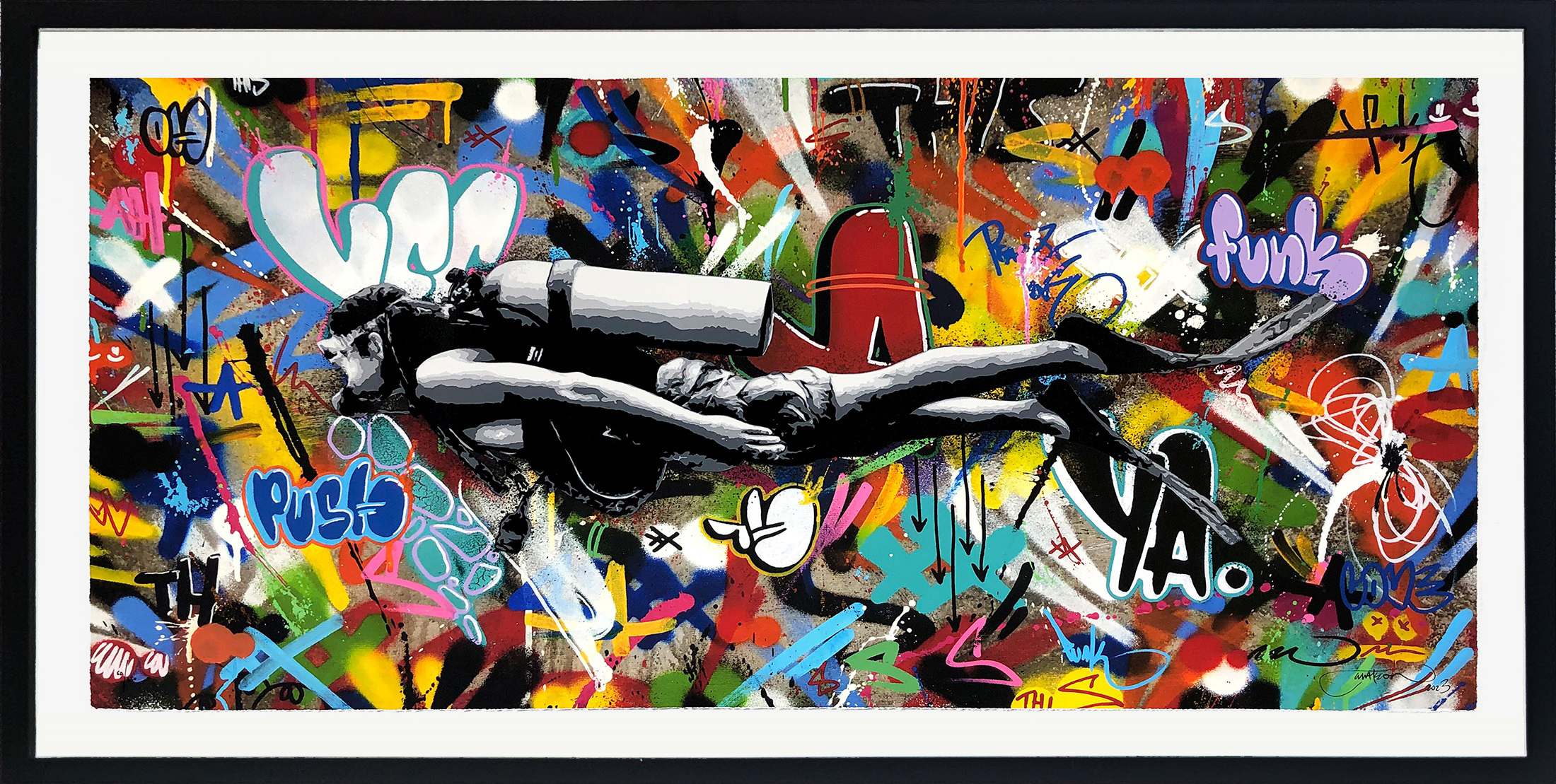 Scuba Diver (Large Framed Screen Print) by Martin Whatson