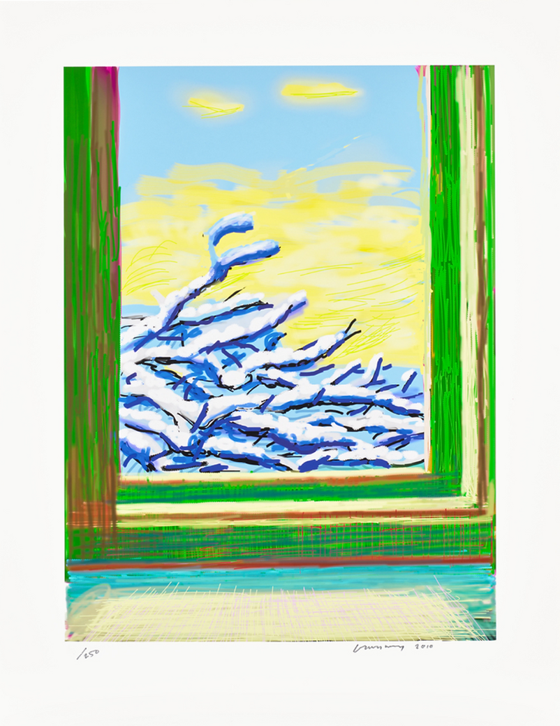 David Hockney No 610 My Window iPad Drawing by David Hockney