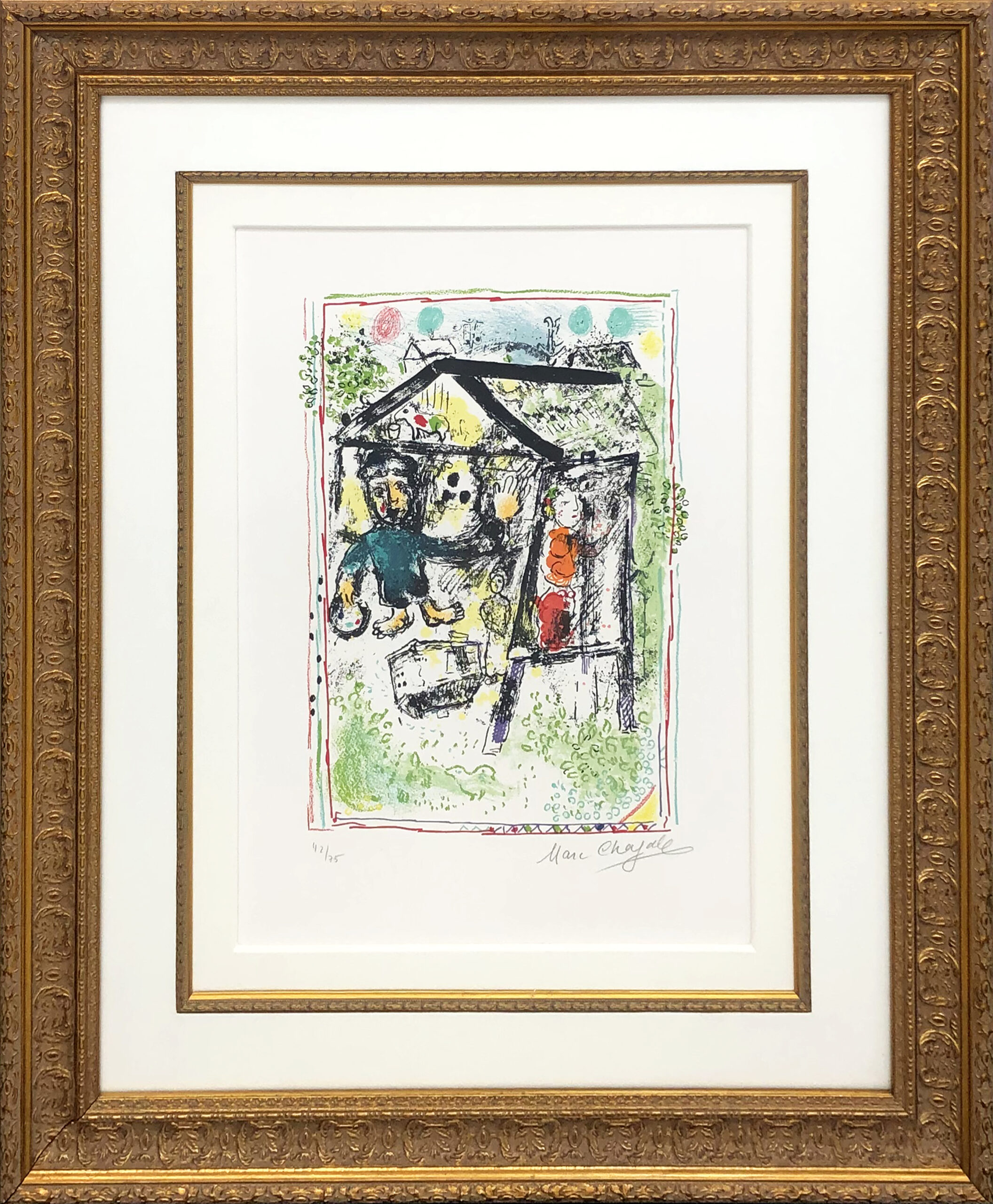 Le Peintre Devant Le Village I (Mourlot 603) by Marc Chagall