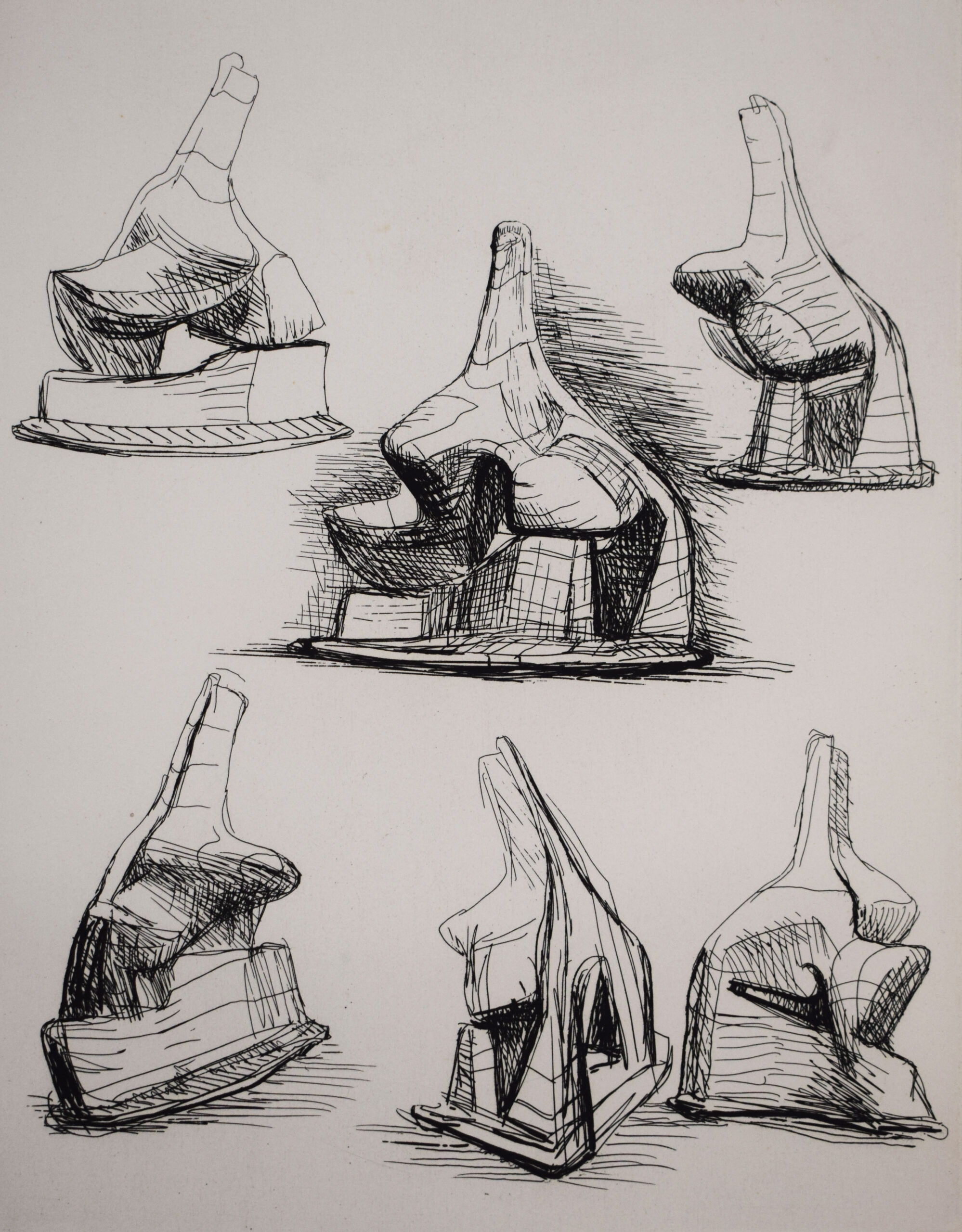 Studies for Head and Shoulders Sculpture by Henry Moore